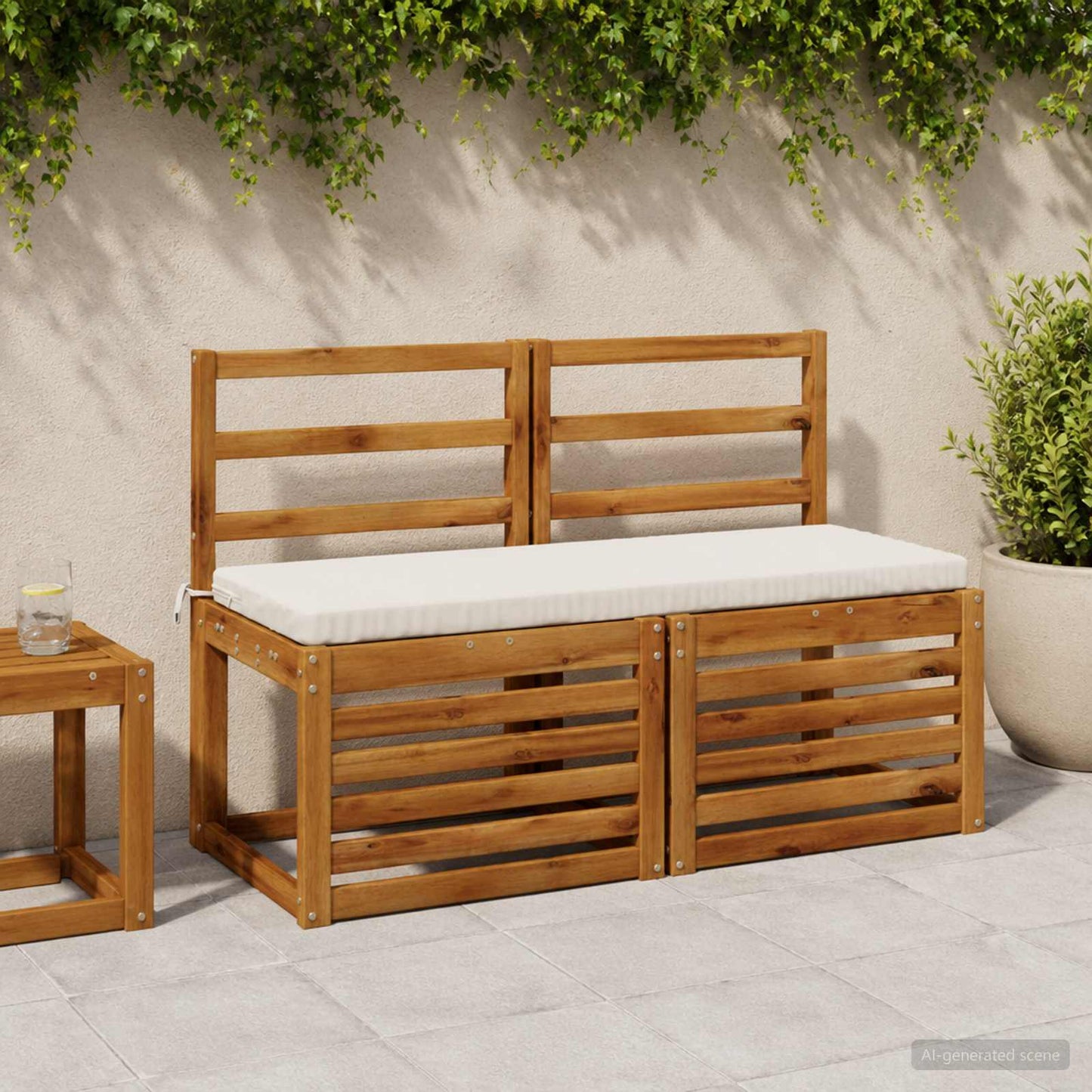 Bench Cushion SOEST 100% Polyester White 110 x 40 x 5 cm