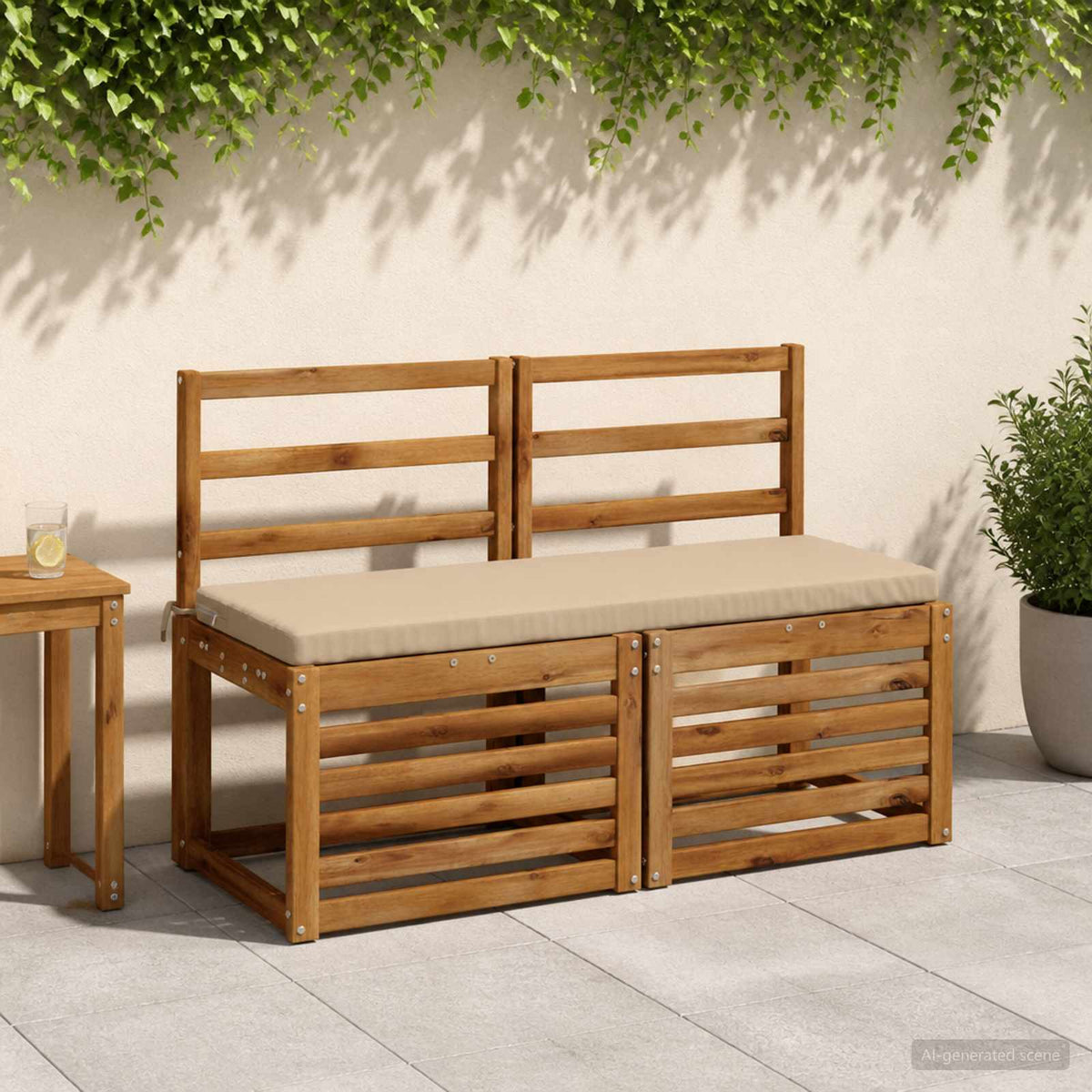2-Piece Bench Cushions SOEST 2 pcs 100% Polyester Sand