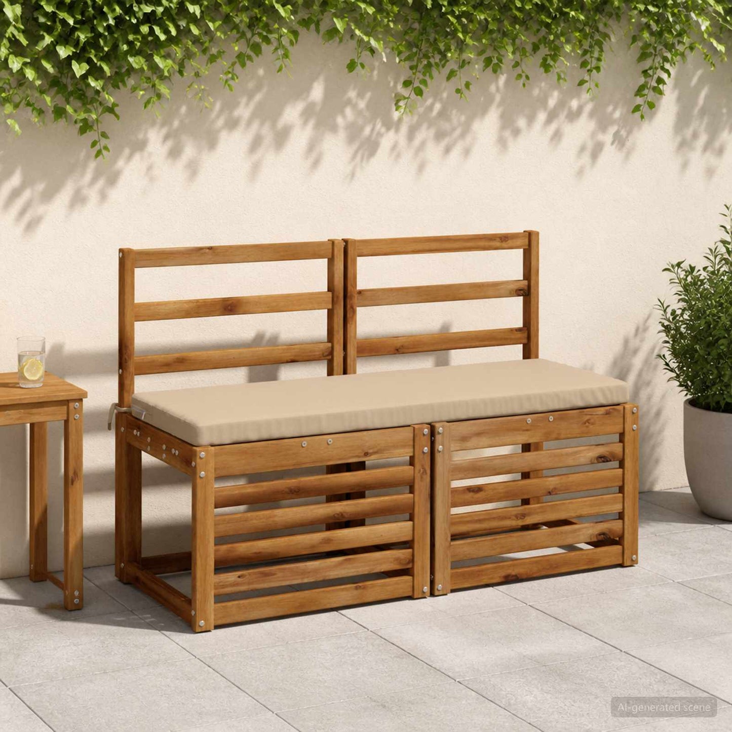 2-Piece Bench Cushions SOEST 2 pcs 100% Polyester Sand