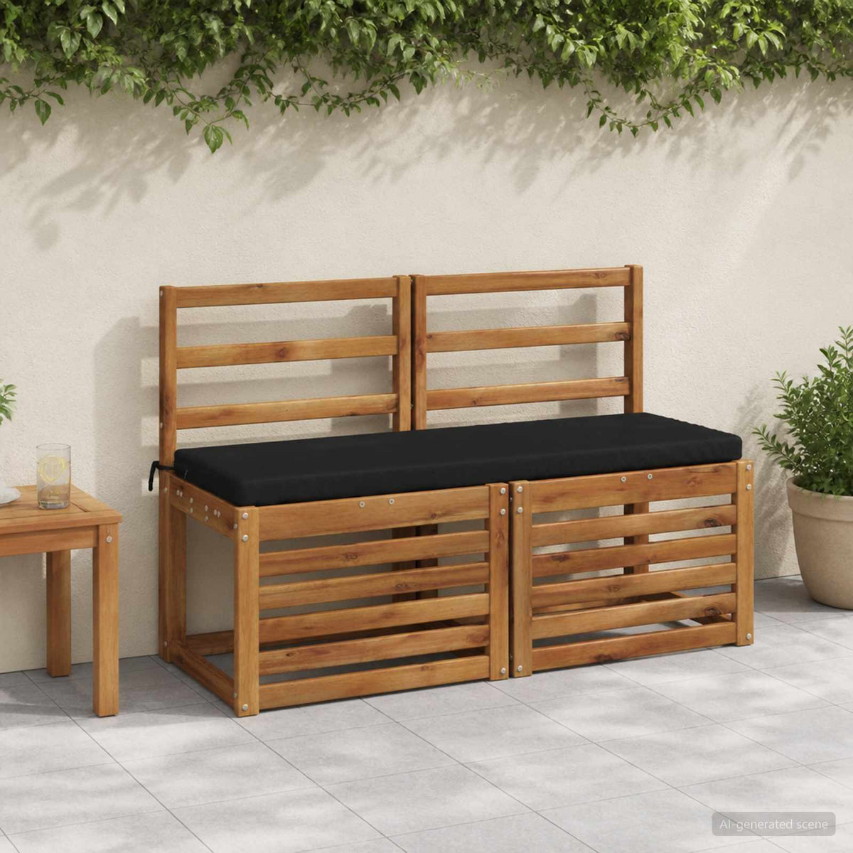 Bench Cushion SOEST 100% Polyester Black 110 x 40 x 5 cm
