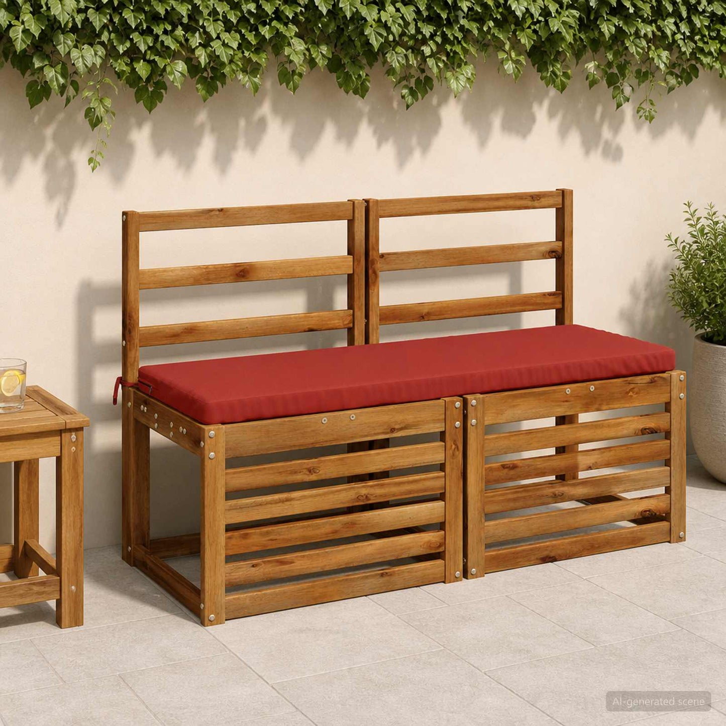 2-Piece Bench Cushions SOEST 2 pcs 100% Polyester Red