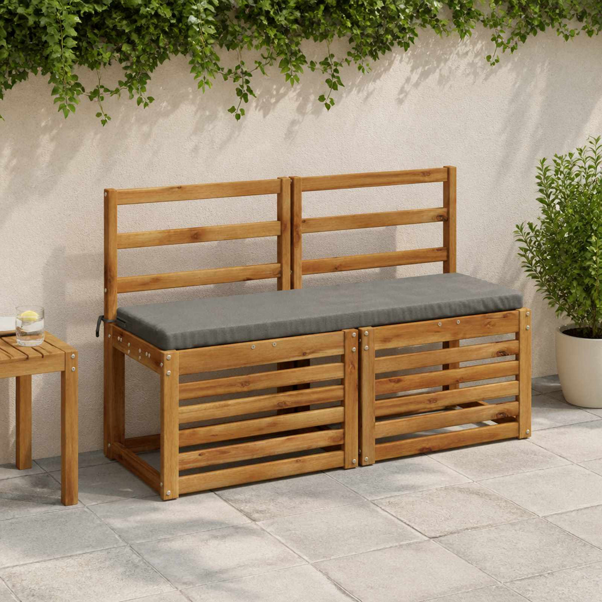 Bench Cushion SOEST 100% Polyester Grey 110 x 40 x 5 cm