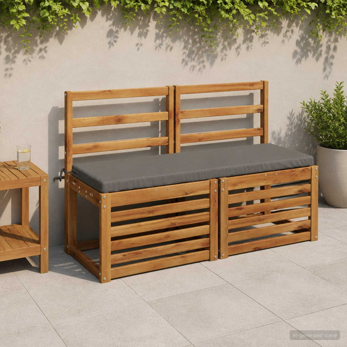 Bench Cushion SOEST 100% Polyester Grey 120 x 40 x 5 cm