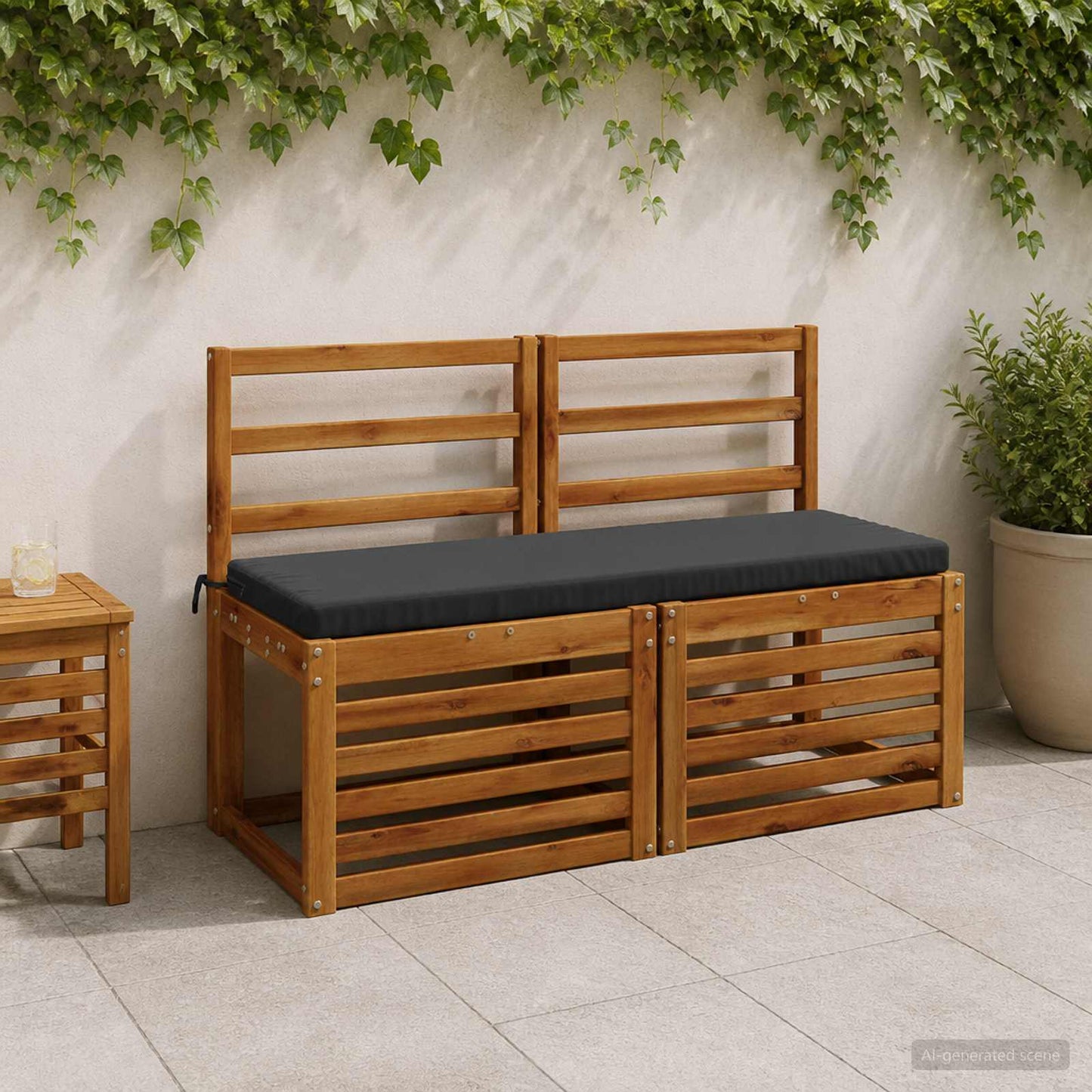 Bench Cushion SOEST 100% Polyester Anthracite 120 x 40 x 5 cm