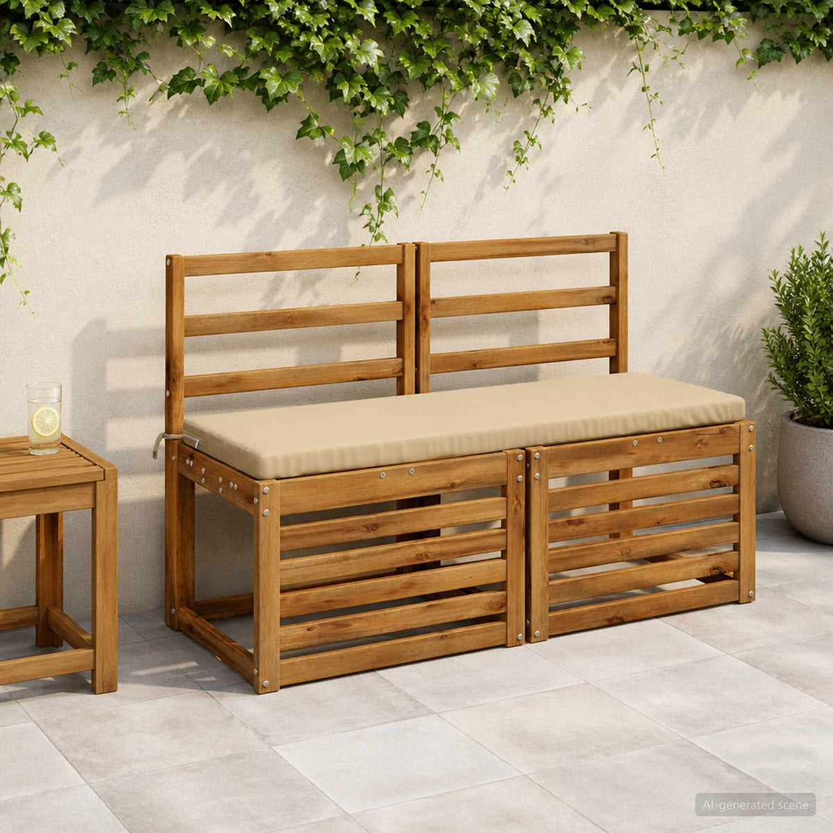 Bench Cushion SOEST 100% Polyester Beige 100 x 40 x 5 cm