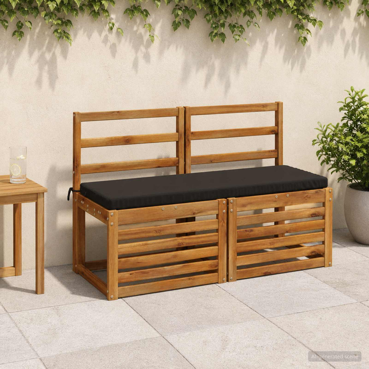 Bench Cushions SOEST 2 pcs 100% Polyester Black 100 x 40 x 5 cm