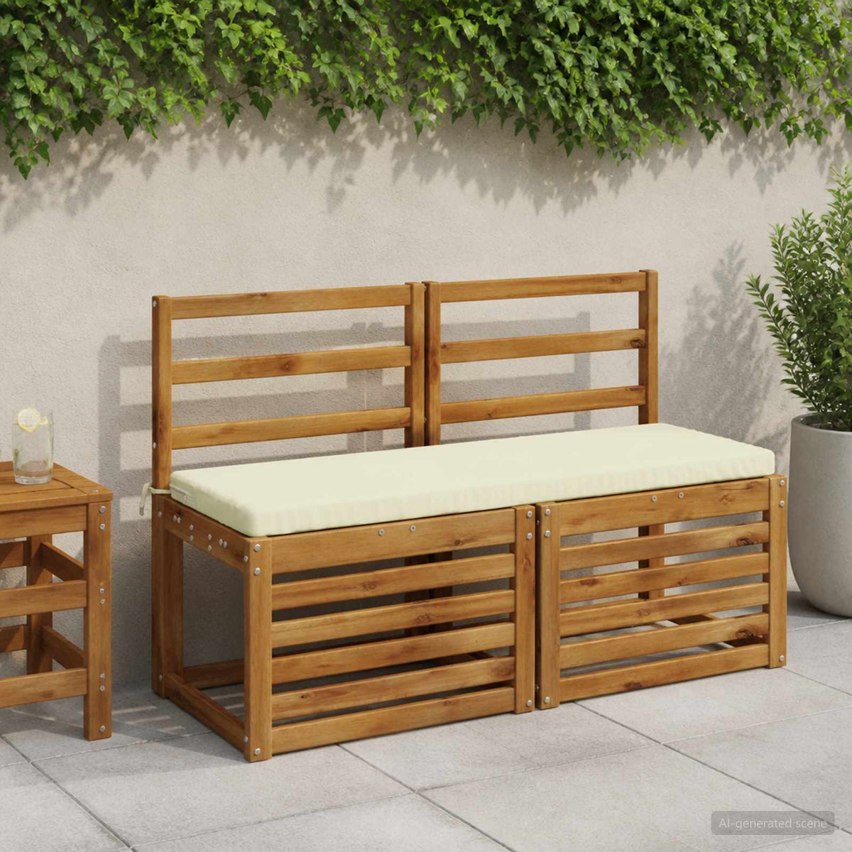 Bench Cushion SOEST 100% Polyester Cream 120 x 40 x 5 cm