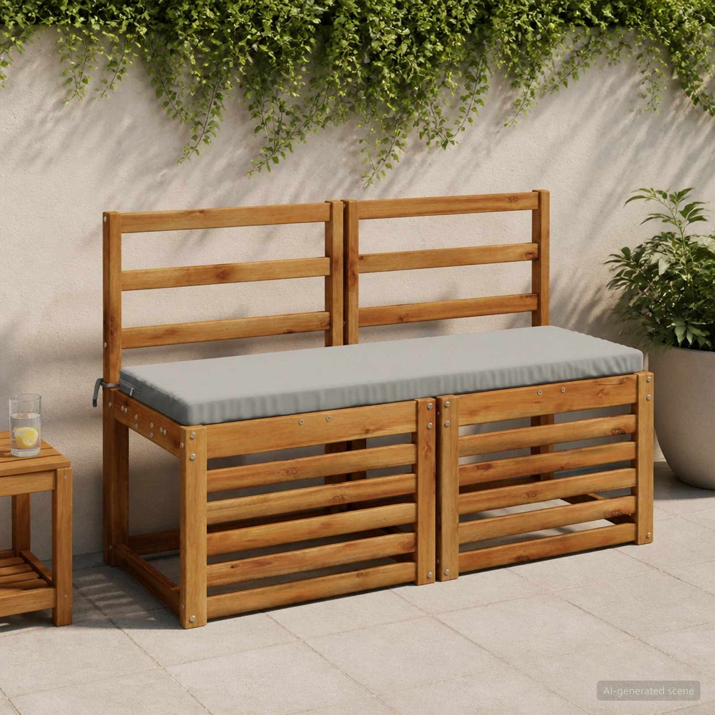 Bench Cushion SOEST 100% Polyester Grey 110 x 40 x 5 cm