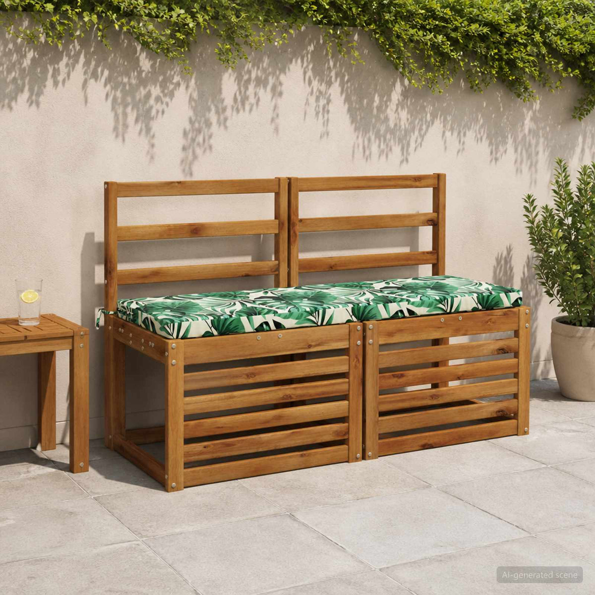 Bench Cushion SOEST 100% Polyester Leaf Pattern 110 x 40 x 5 cm