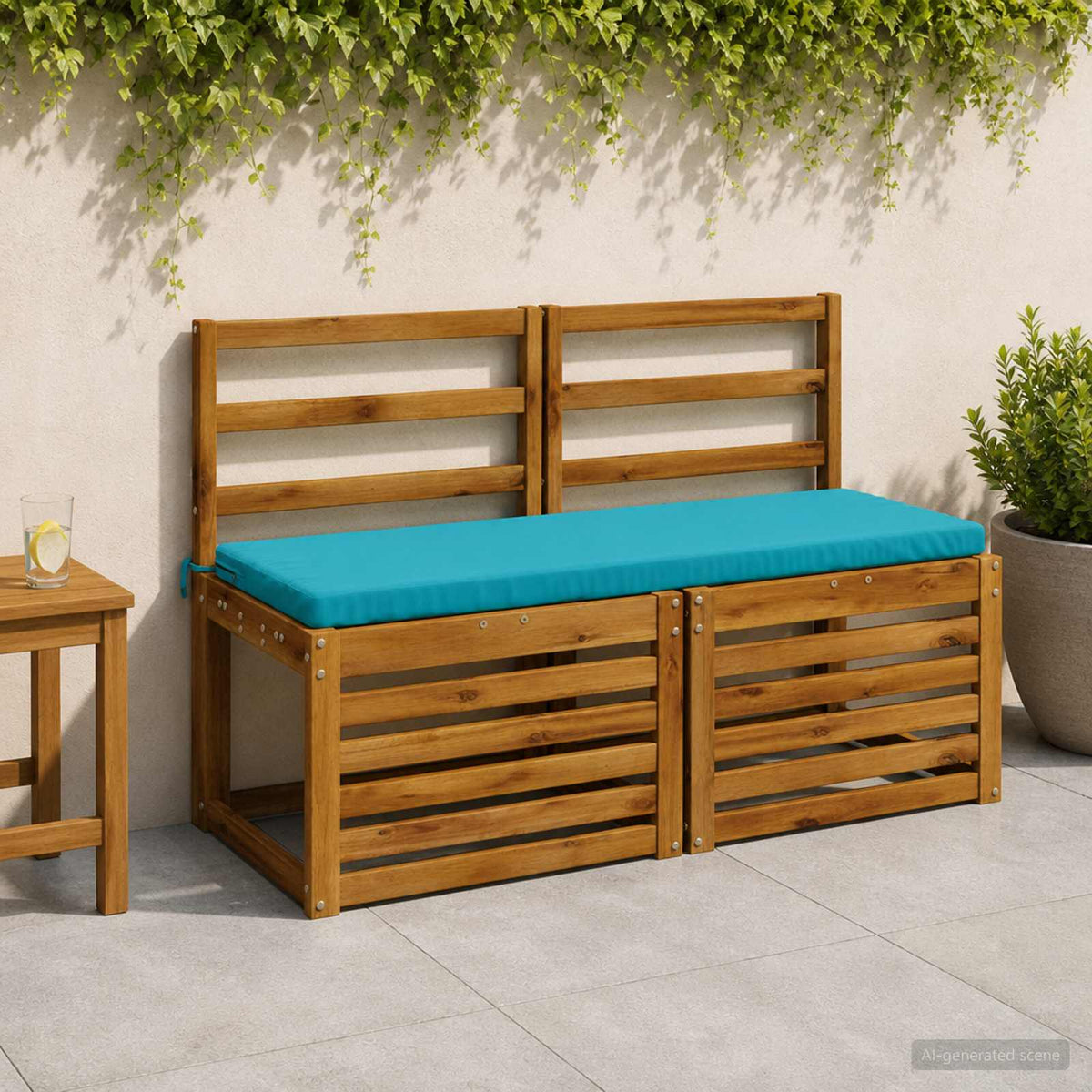 Bench Cushion SOEST 100% Polyester Turquoise 120 x 40 x 5 cm
