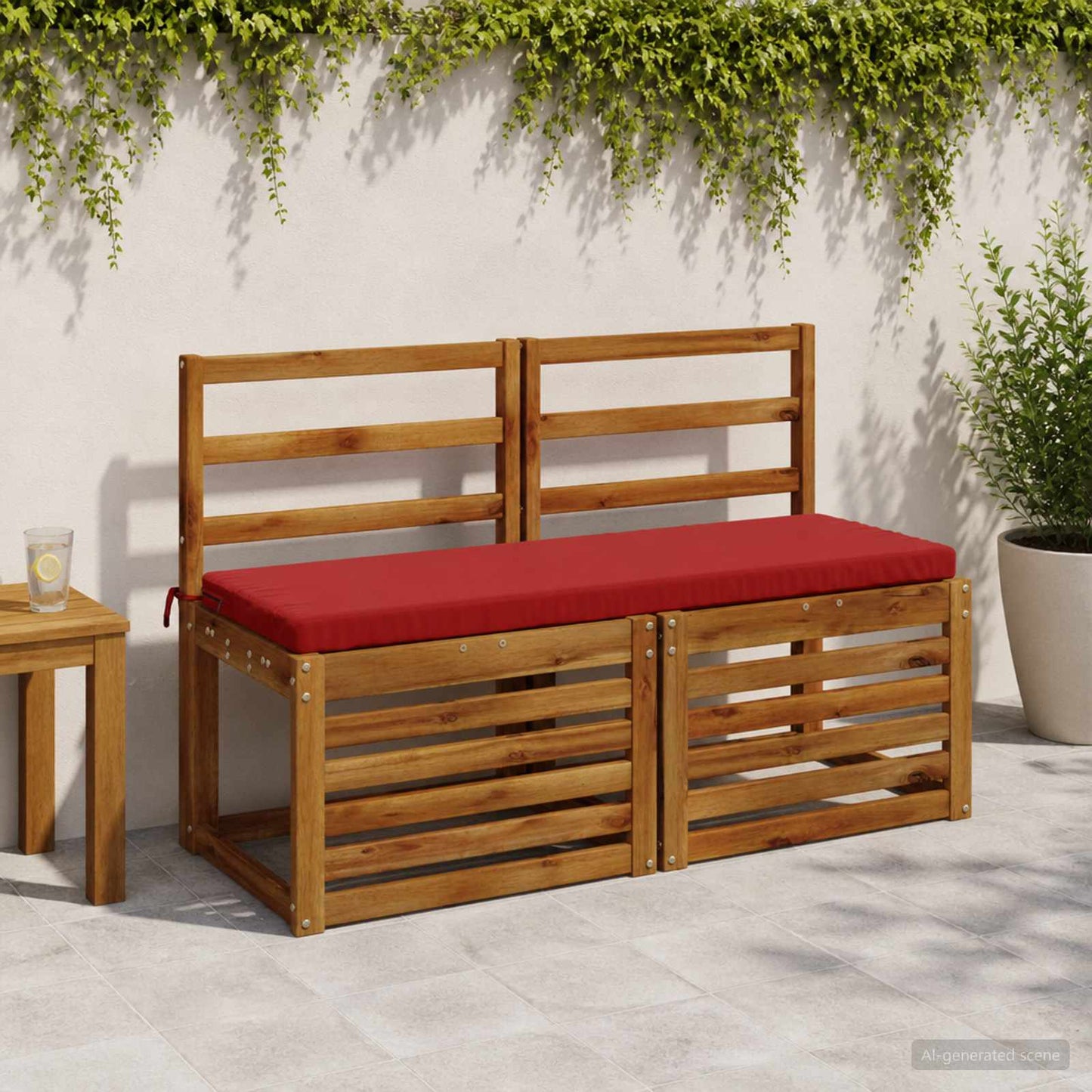 Bench Cushion SOEST 100% Polyester Wine Red 100 x 40 x 5 cm