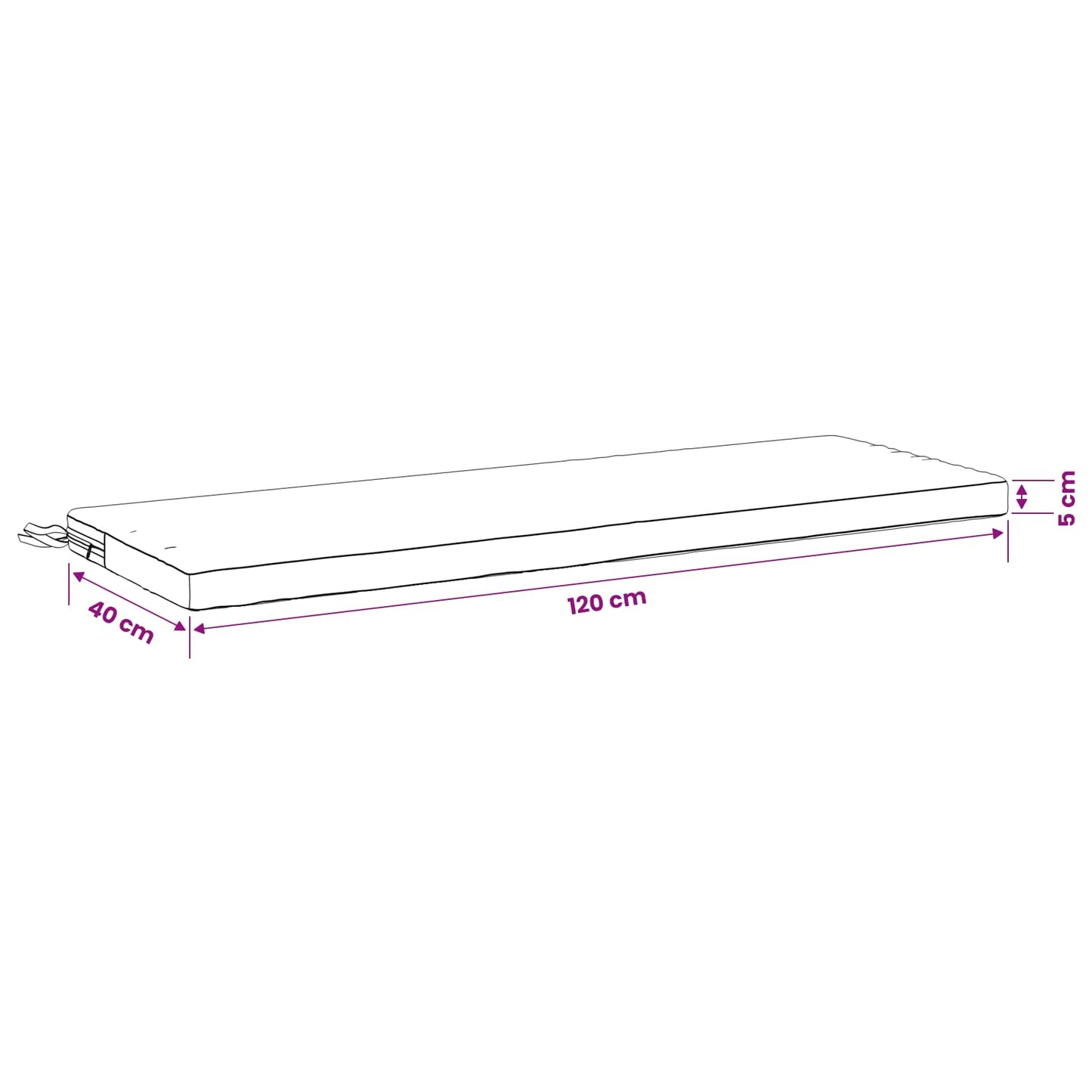 Bench Cushion SOEST 100% Polyester White 120 x 40 x 5 cm
