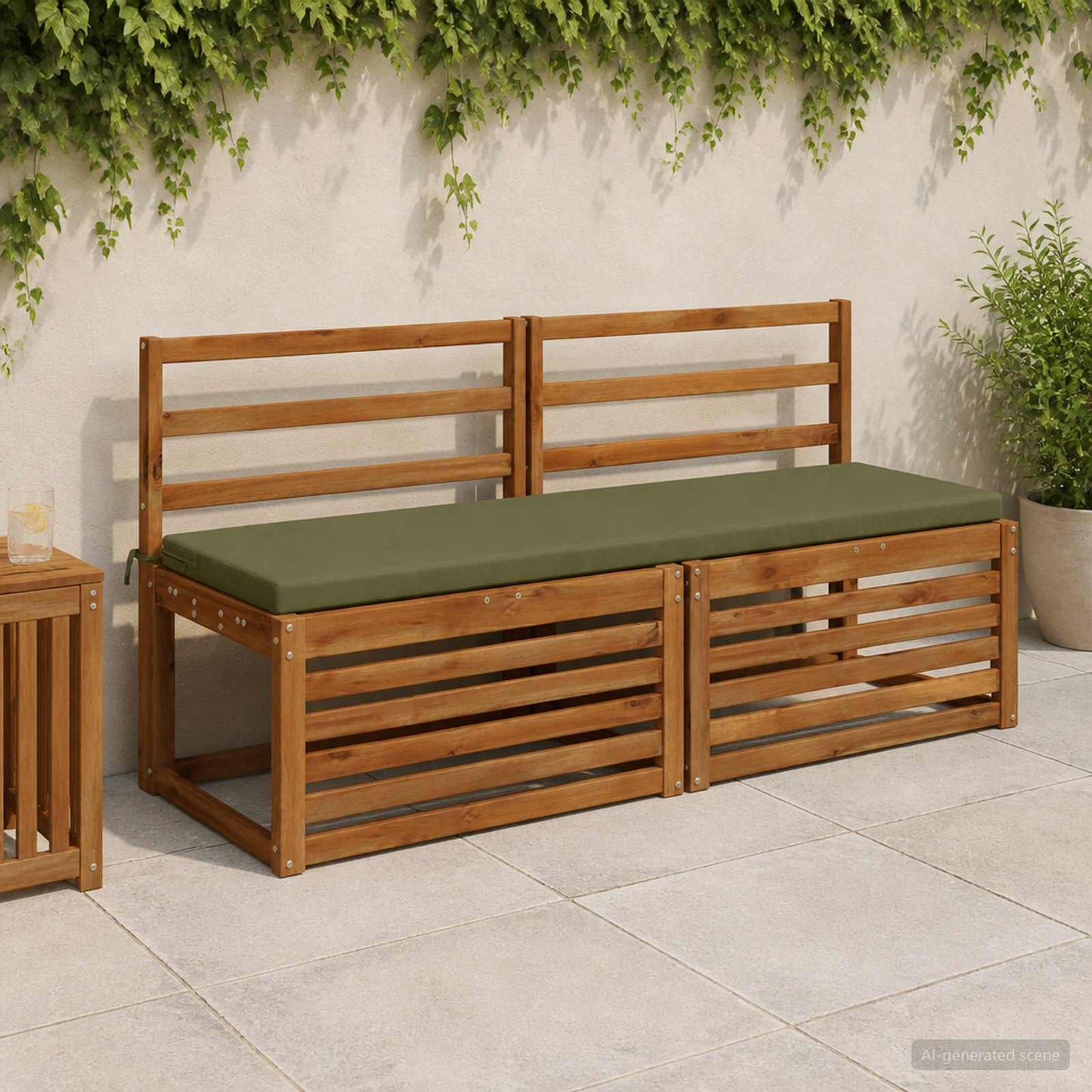 Bench Cushion SOEST 100% Polyester Olive Green 150 x 40 x 5 cm