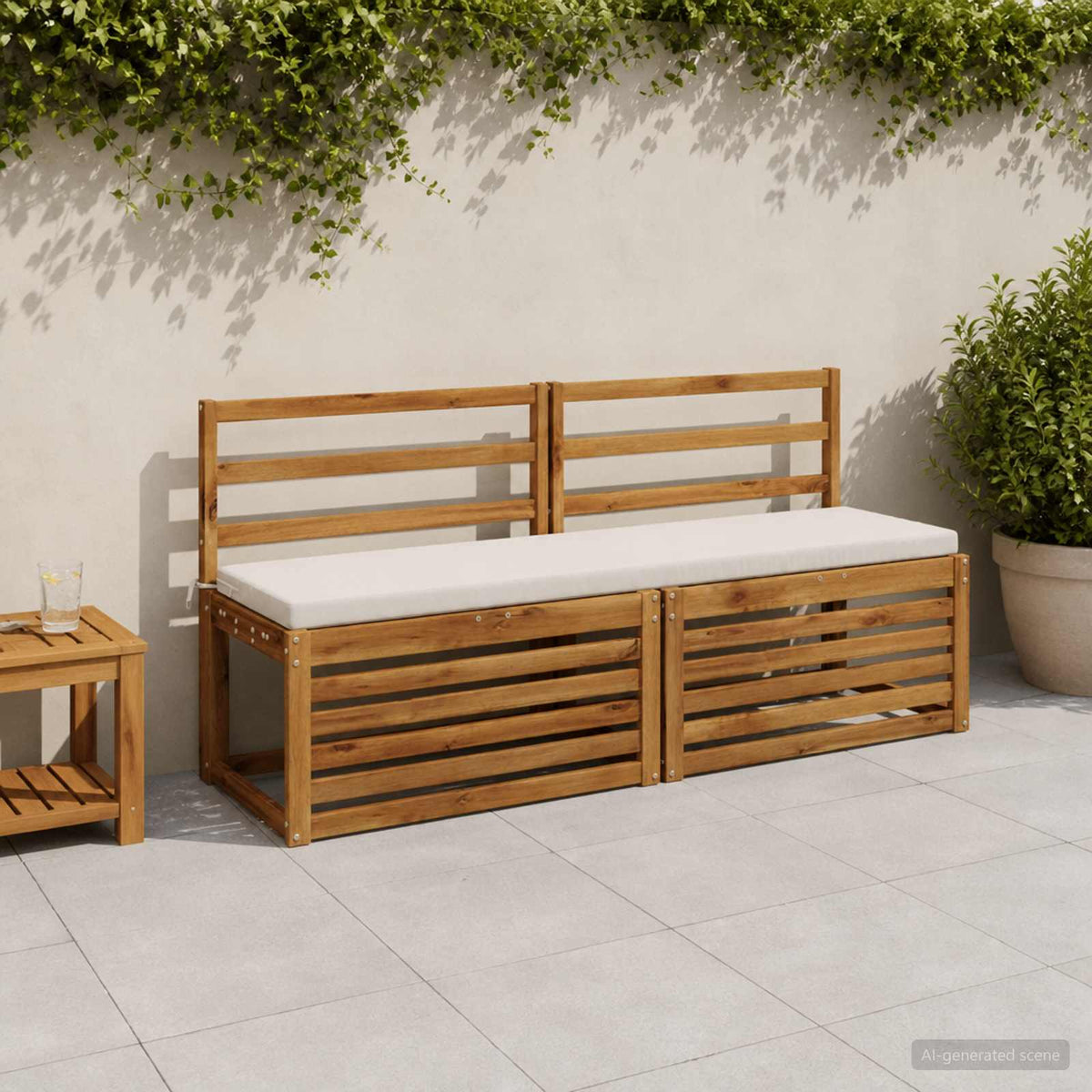 Bench Cushion SOEST 100% Polyester White 140 x 40 x 5 cm
