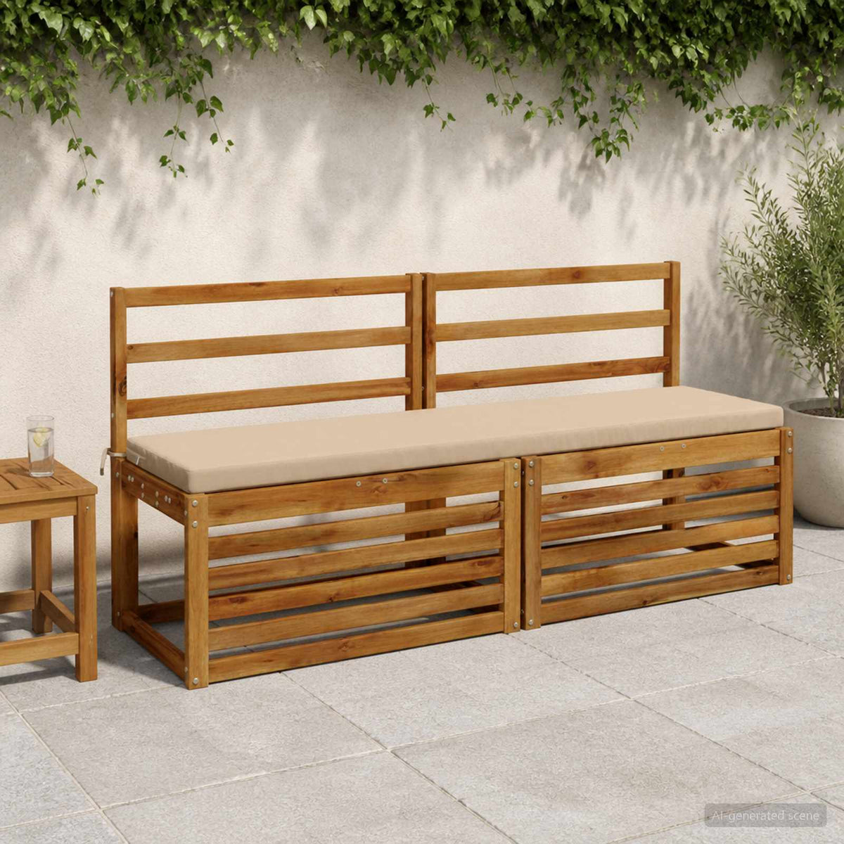 Bench Cushions SOEST 2 pcs 100% Polyester Sand 140 x 40 x 5 cm