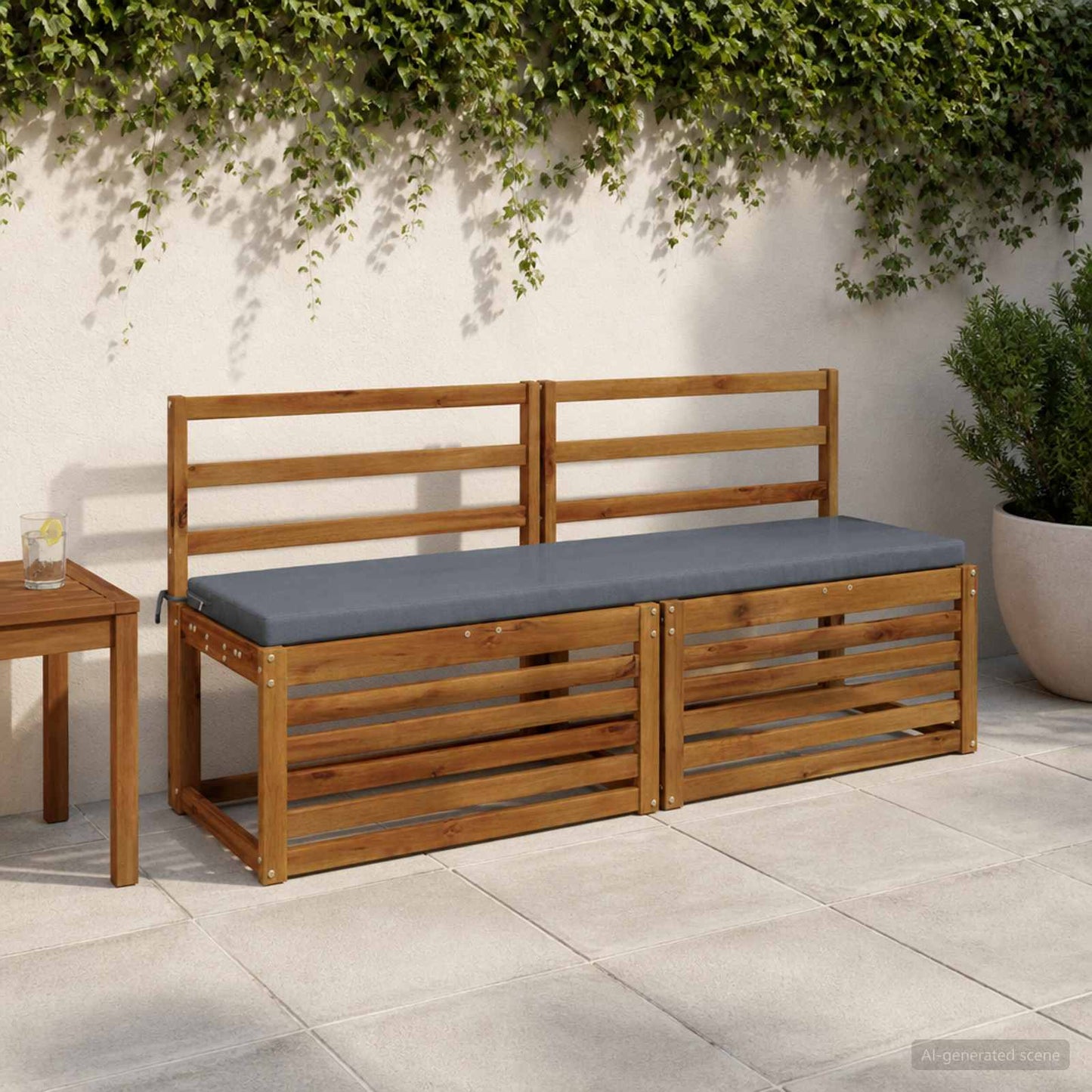 Bench Cushion SOEST 100% Polyester Blue 160 x 40 x 5 cm