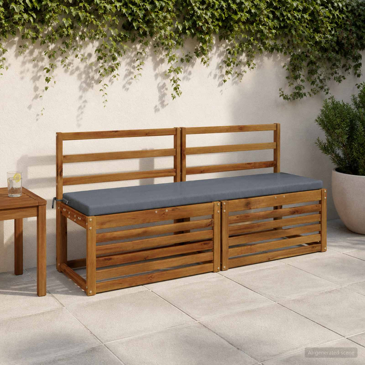Bench Cushion SOEST 100% Polyester Blue 140 x 40 x 5 cm
