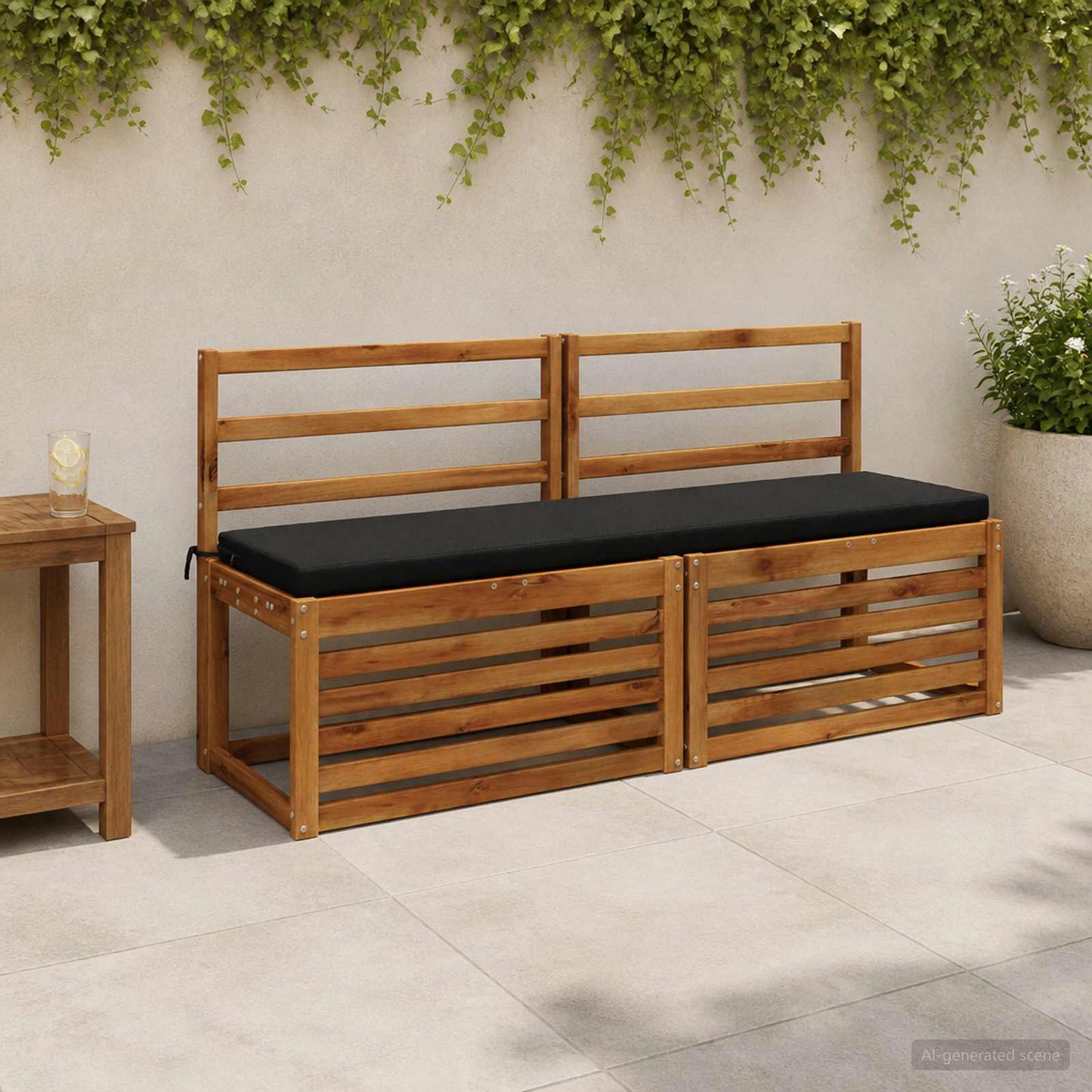 Bench Cushion SOEST 100% Polyester Black 160 x 40 x 5 cm