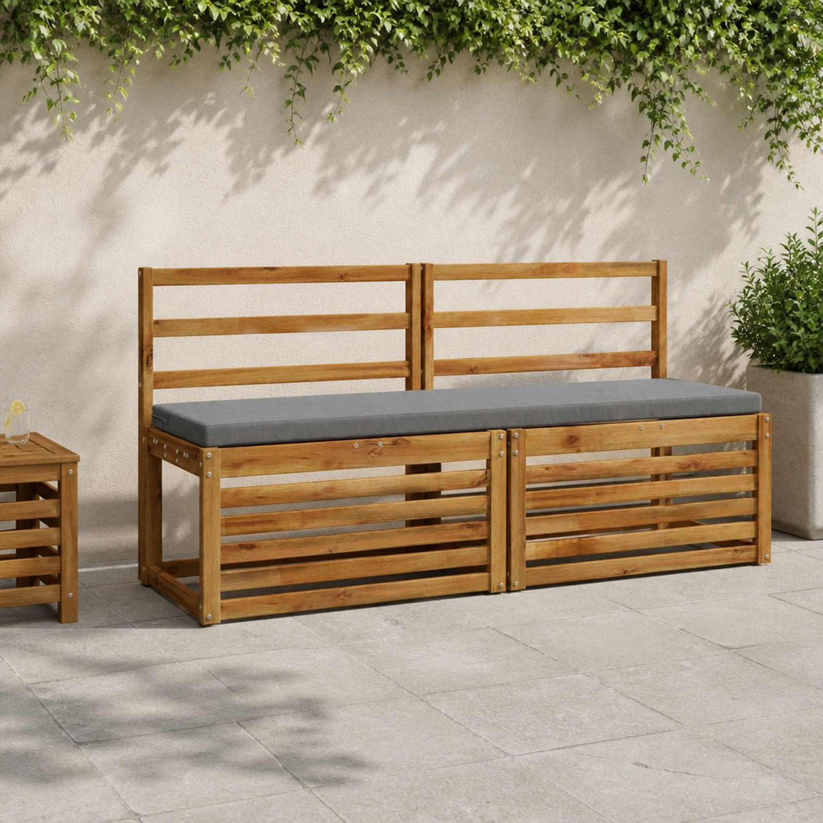 Bench Cushions SOEST 2 pcs 100% Polyester Grey 150 x 40 x 5 cm