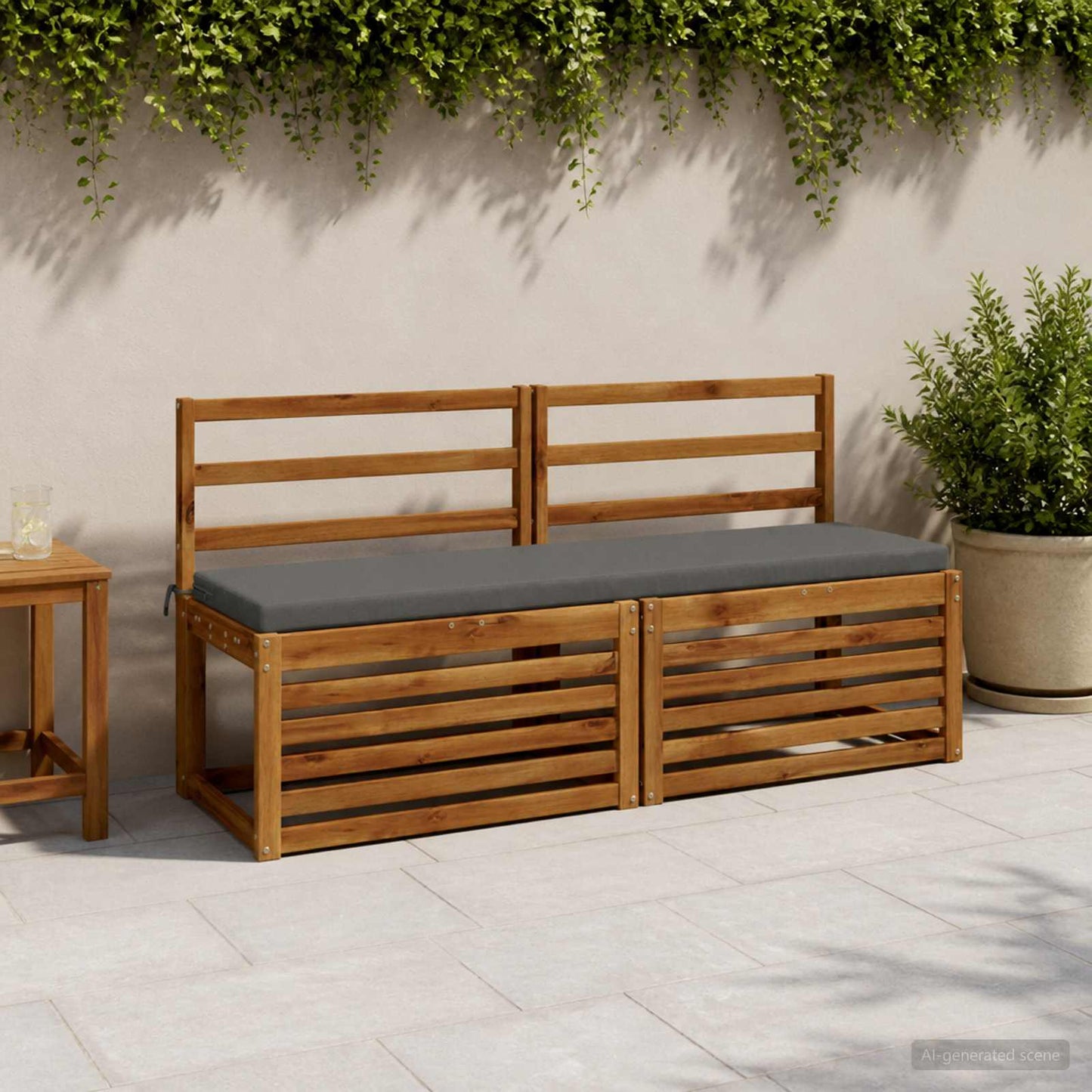 Bench Cushion SOEST 100% Polyester Grey 140 x 40 x 5 cm