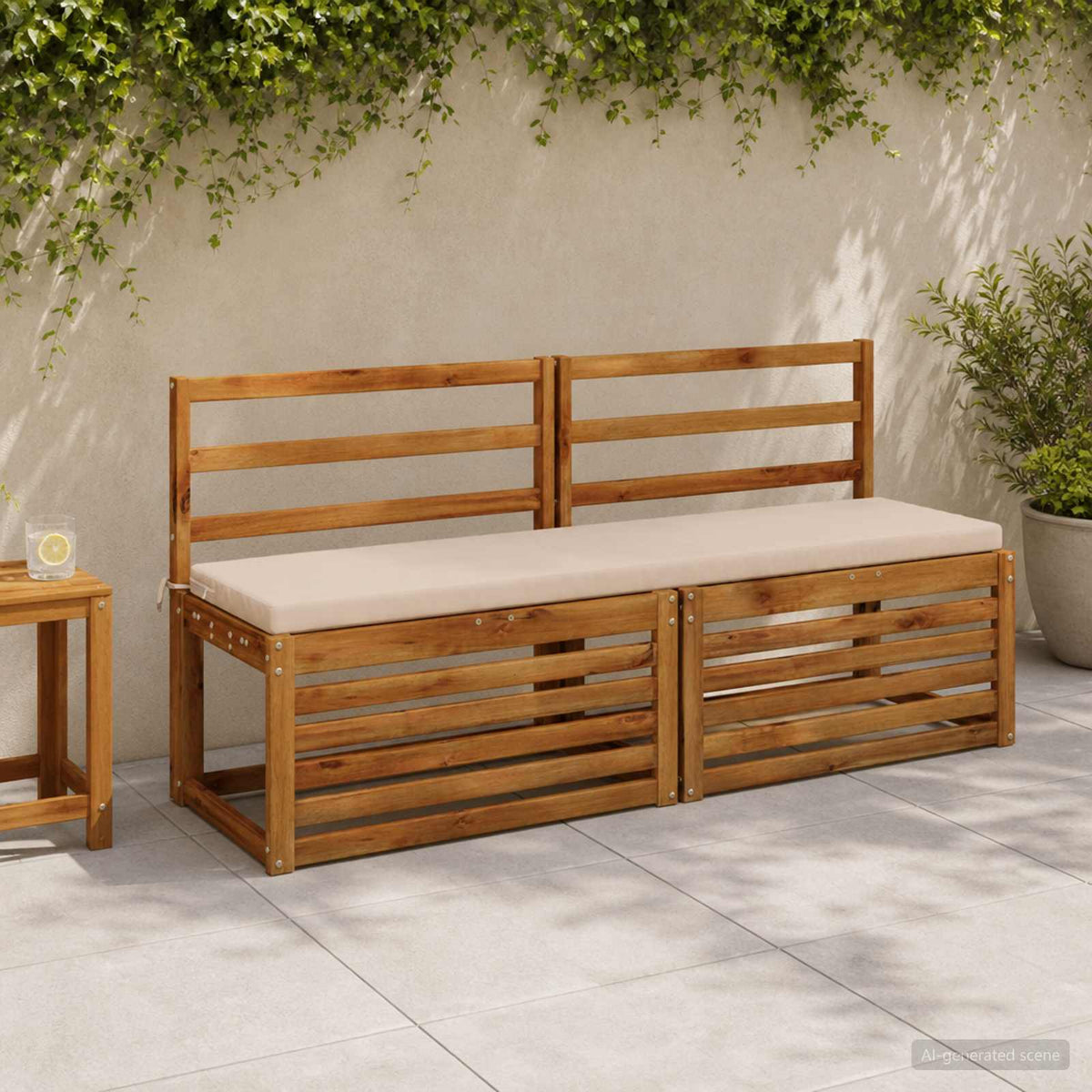 Bench Cushions SOEST 2 pcs 100% Polyester Cream 140 x 40 x 5 cm