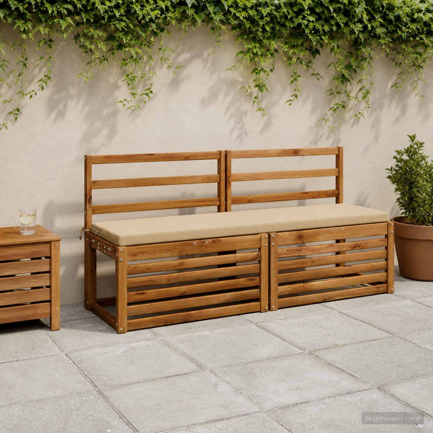 Bench Cushion SOEST 100% Polyester Beige 150 x 40 x 5 cm