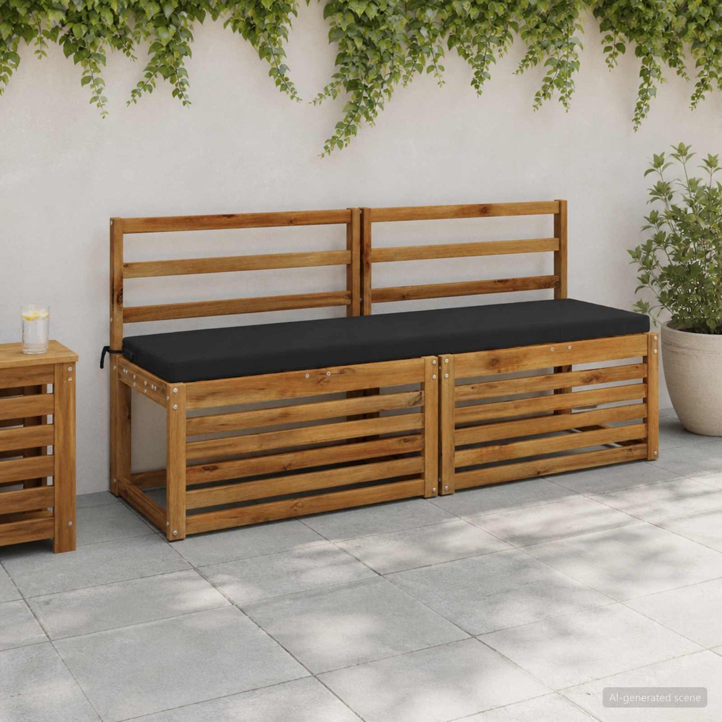 Bench Cushion SOEST 100% Polyester Black 140 x 40 x 5 cm