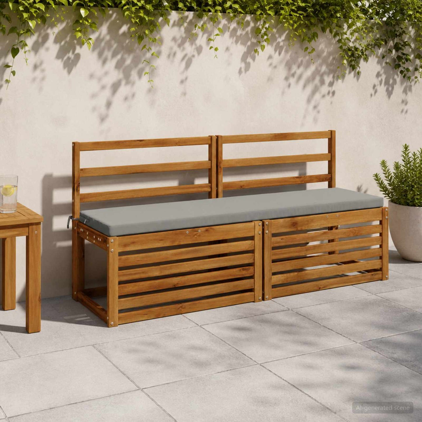 Bench Cushion SOEST 100% Polyester Grey 150 x 40 x 5 cm