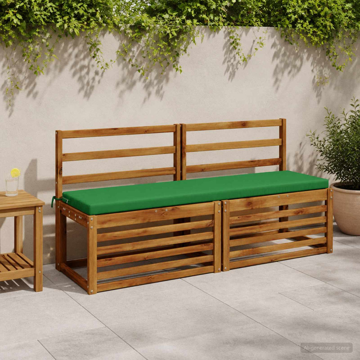 Bench Cushions SOEST 2 pcs 100% Polyester Green 160 x 40 x 5 cm