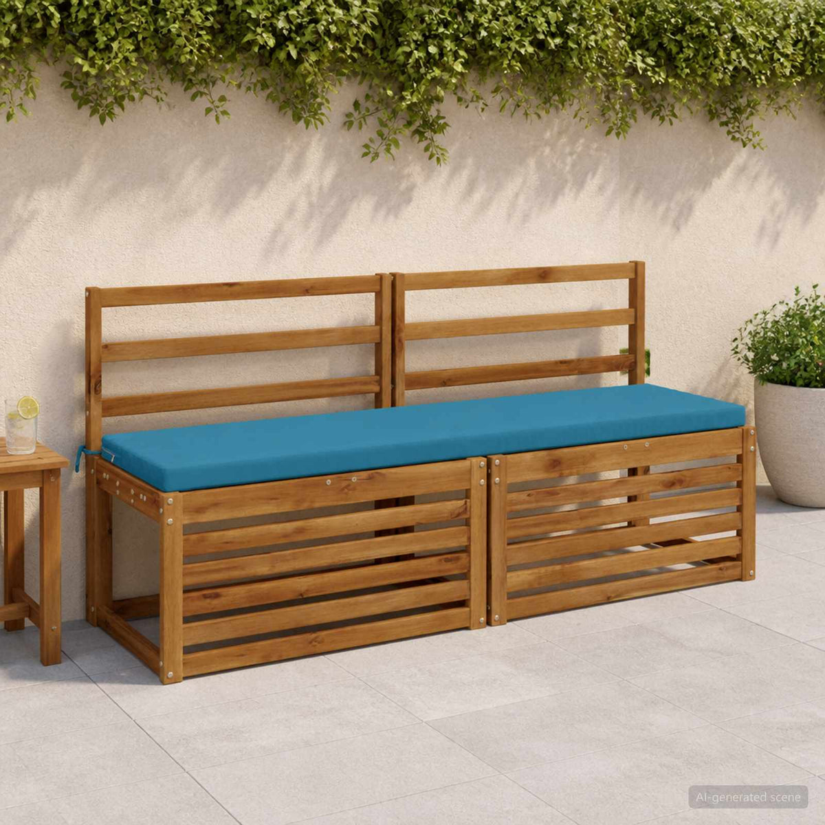 Bench Cushion SOEST 100% Polyester Light Blue 150 x 40 x 5 cm