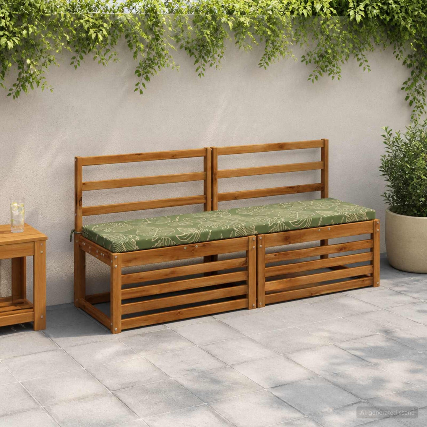 Bench Cushion SOEST 100% Polyester Leaf Design 140 x 40 x 5 cm