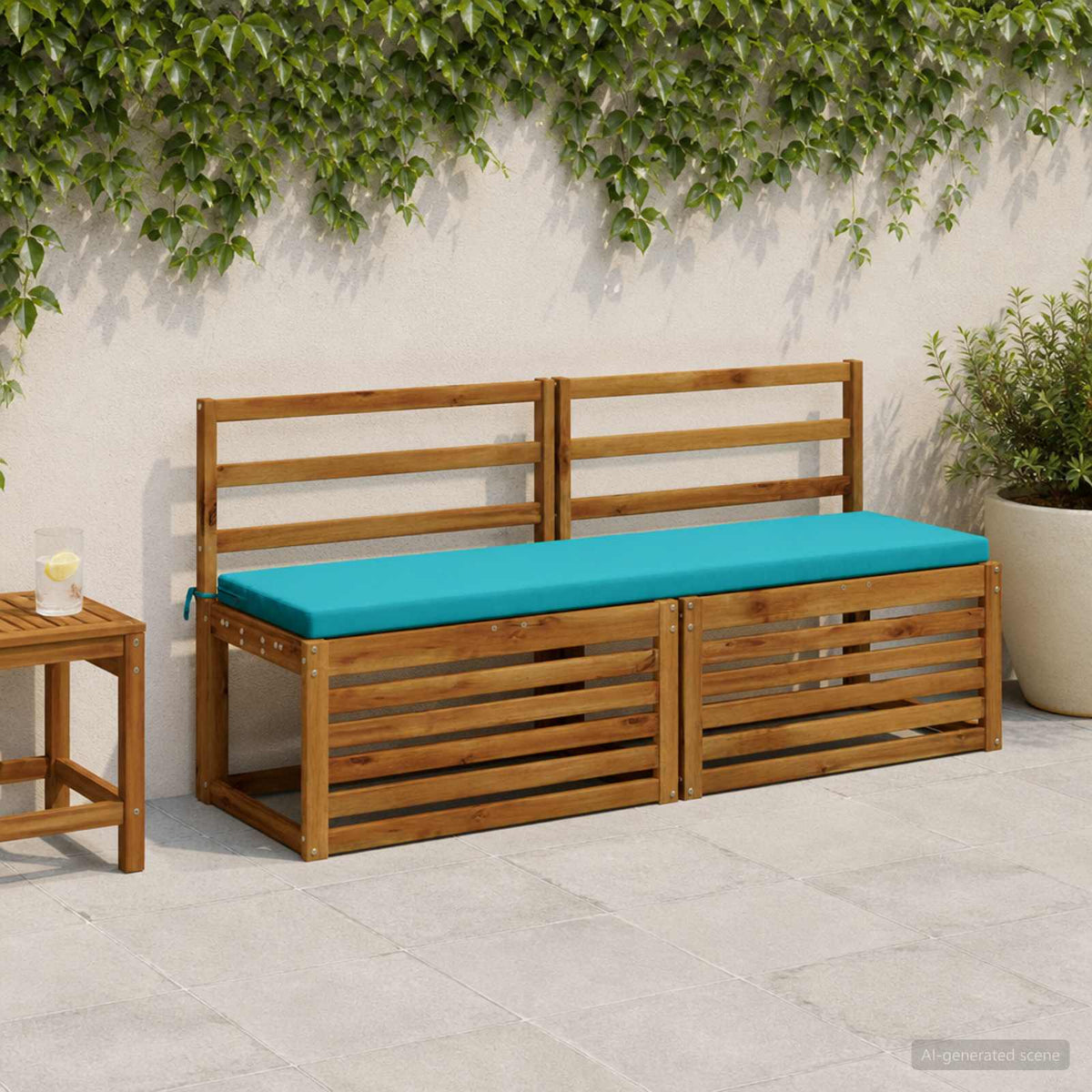 Bench Cushion SOEST 100% Polyester Turquoise 160 x 40 x 5 cm
