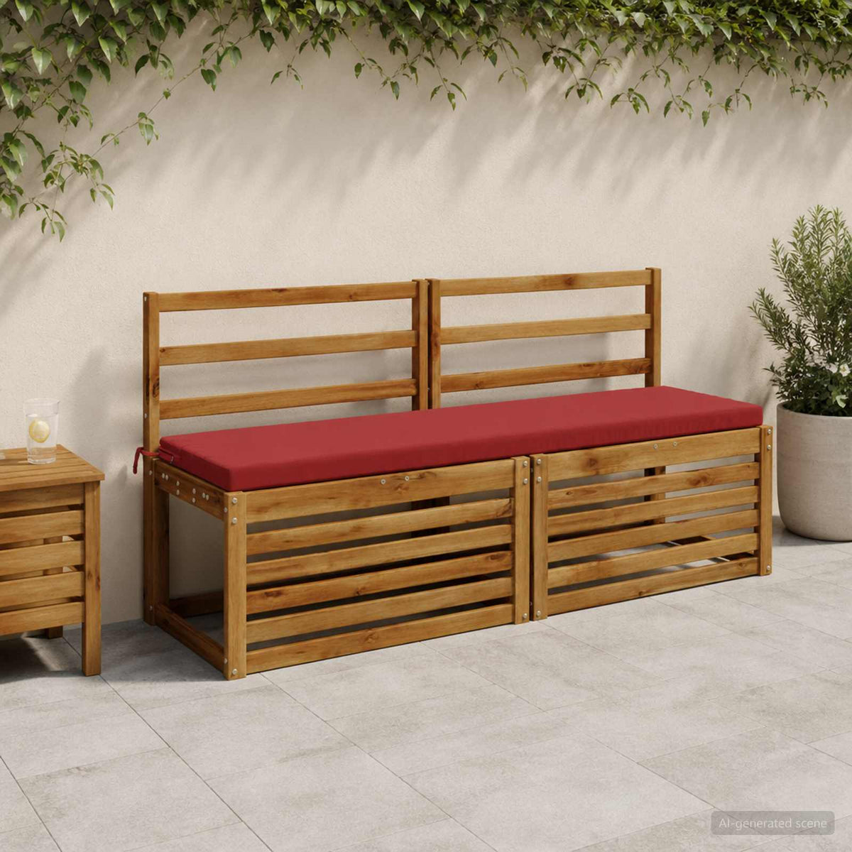 Bench Cushion SOEST 100% Polyester Wine Red 150 x 40 x 5 cm