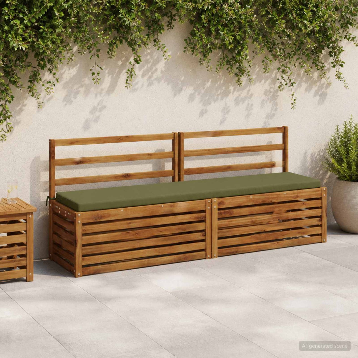Bench Cushion SOEST 100% Polyester Olive Green 200 x 40 x 5 cm
