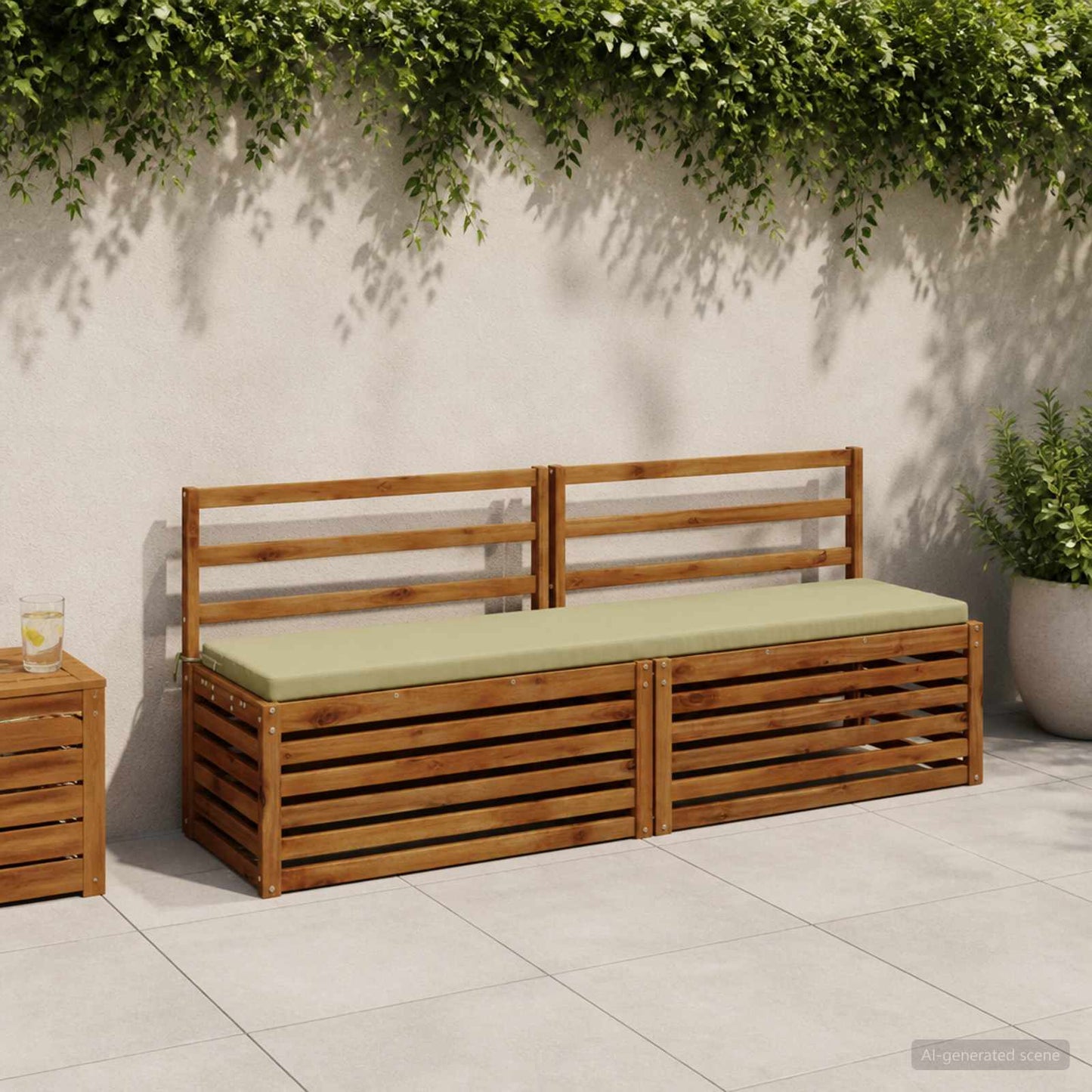 Bench Cushion SOEST 100% Polyester Light Green 200 x 40 x 5 cm