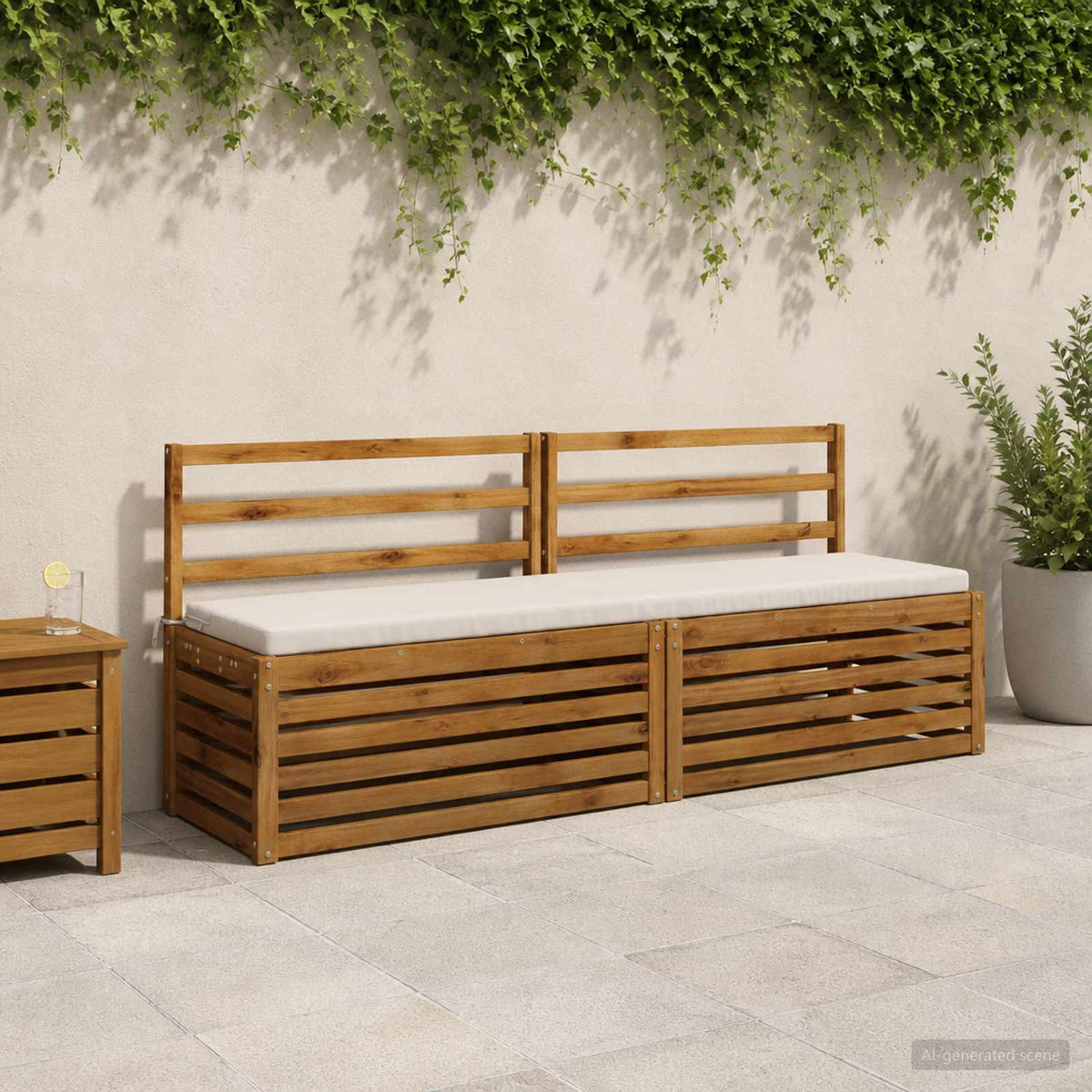 Bench Cushions SOEST 2 pcs 100% Polyester White 170 x 40 x 5 cm