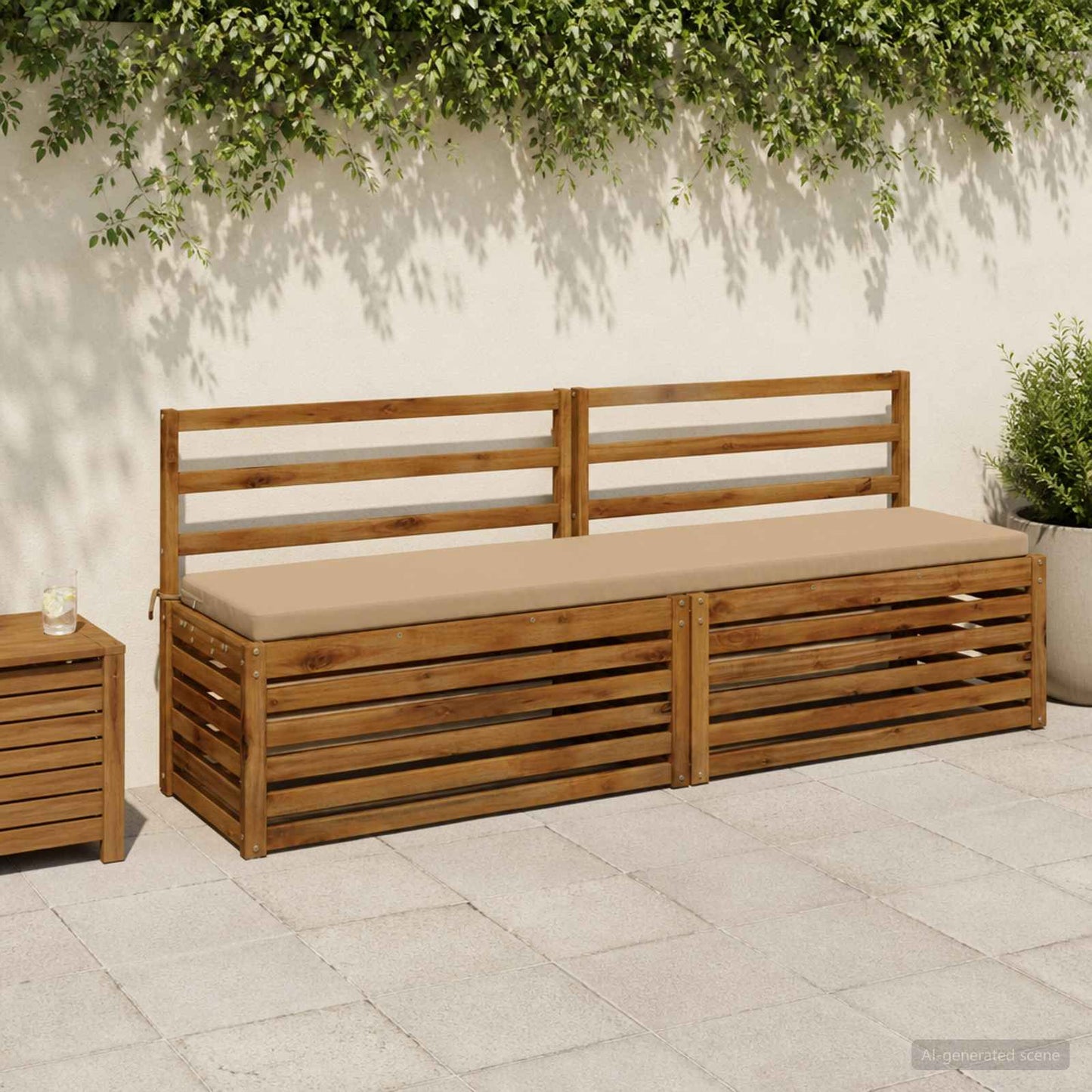 Bench Cushion SOEST 100% Polyester Sand 200 x 40 x 5 cm