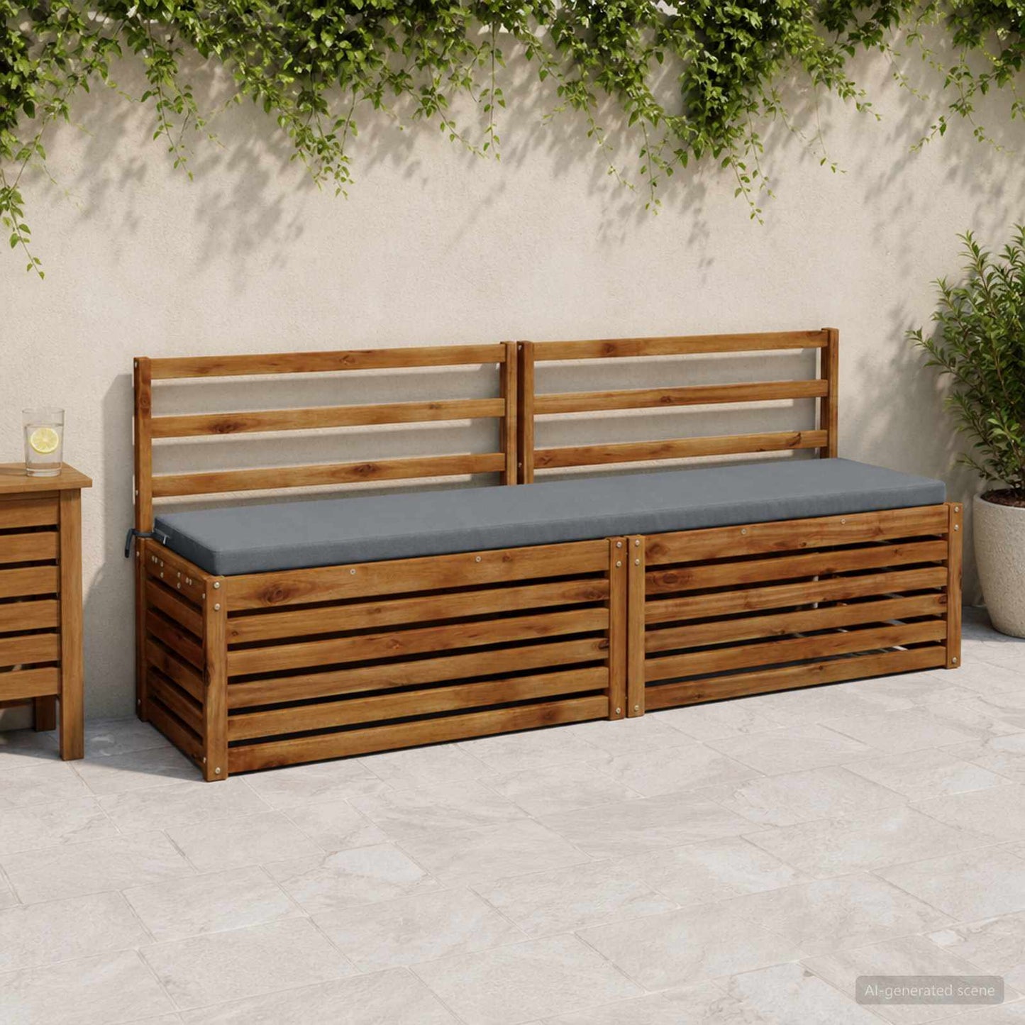Bench Cushion SOEST 100% Polyester Blue 200 x 40 x 5 cm