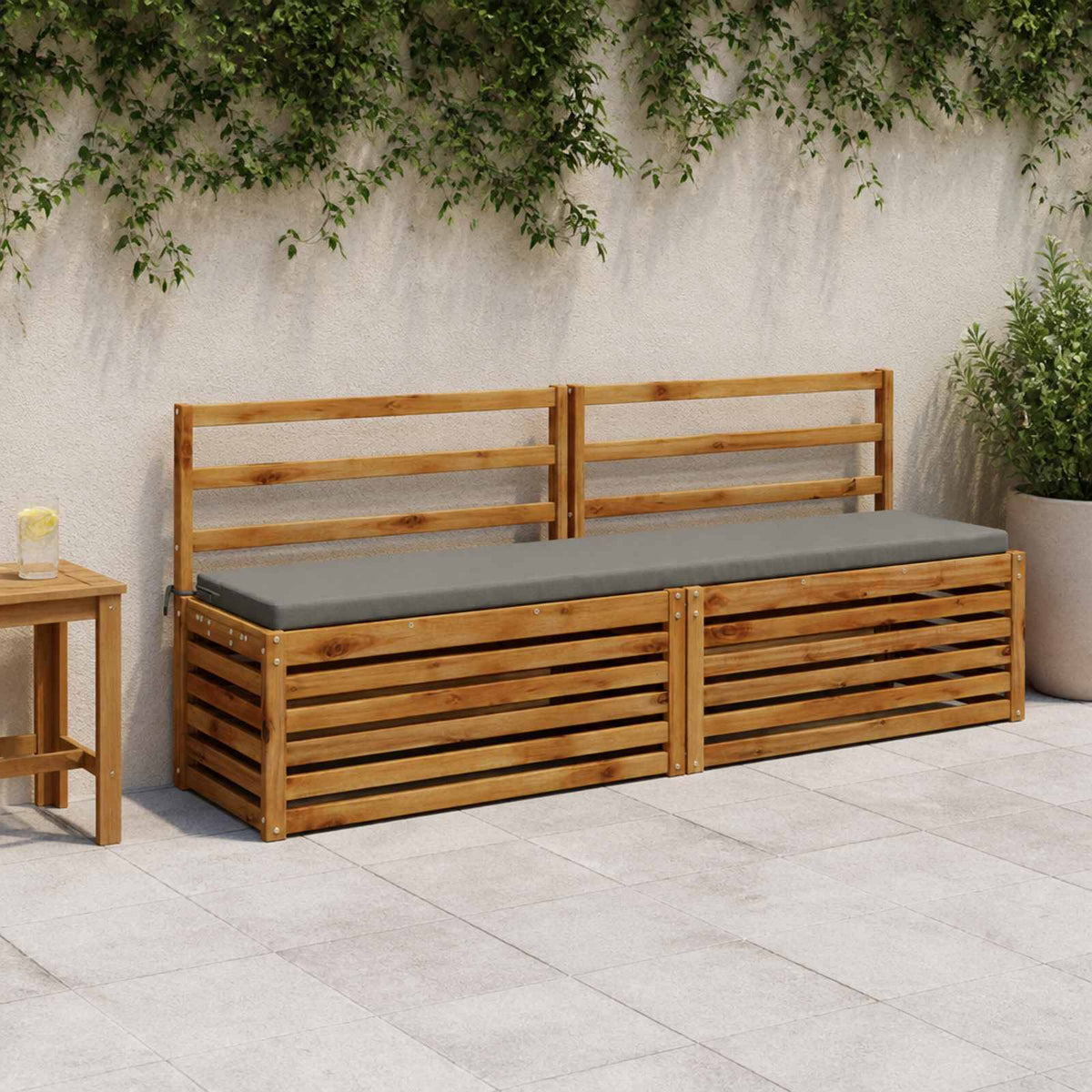 Bench Cushions SOEST 2 pcs 100% Polyester Grey 180 x 40 x 5 cm