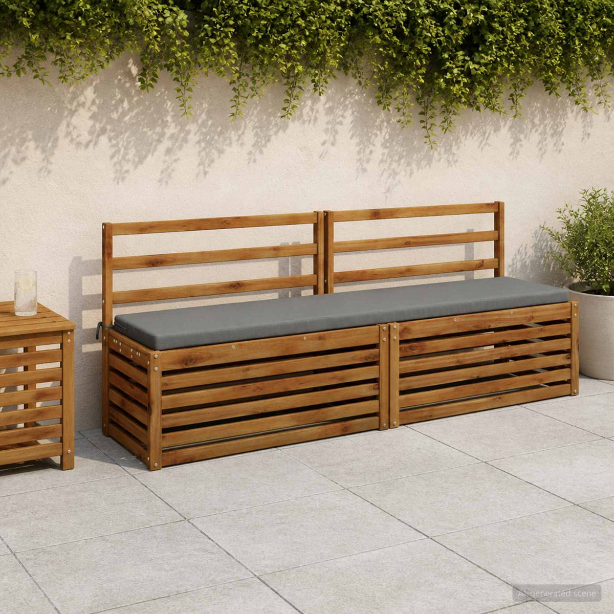 Bench Cushion SOEST 100% Polyester Grey 170 x 40 x 5 cm