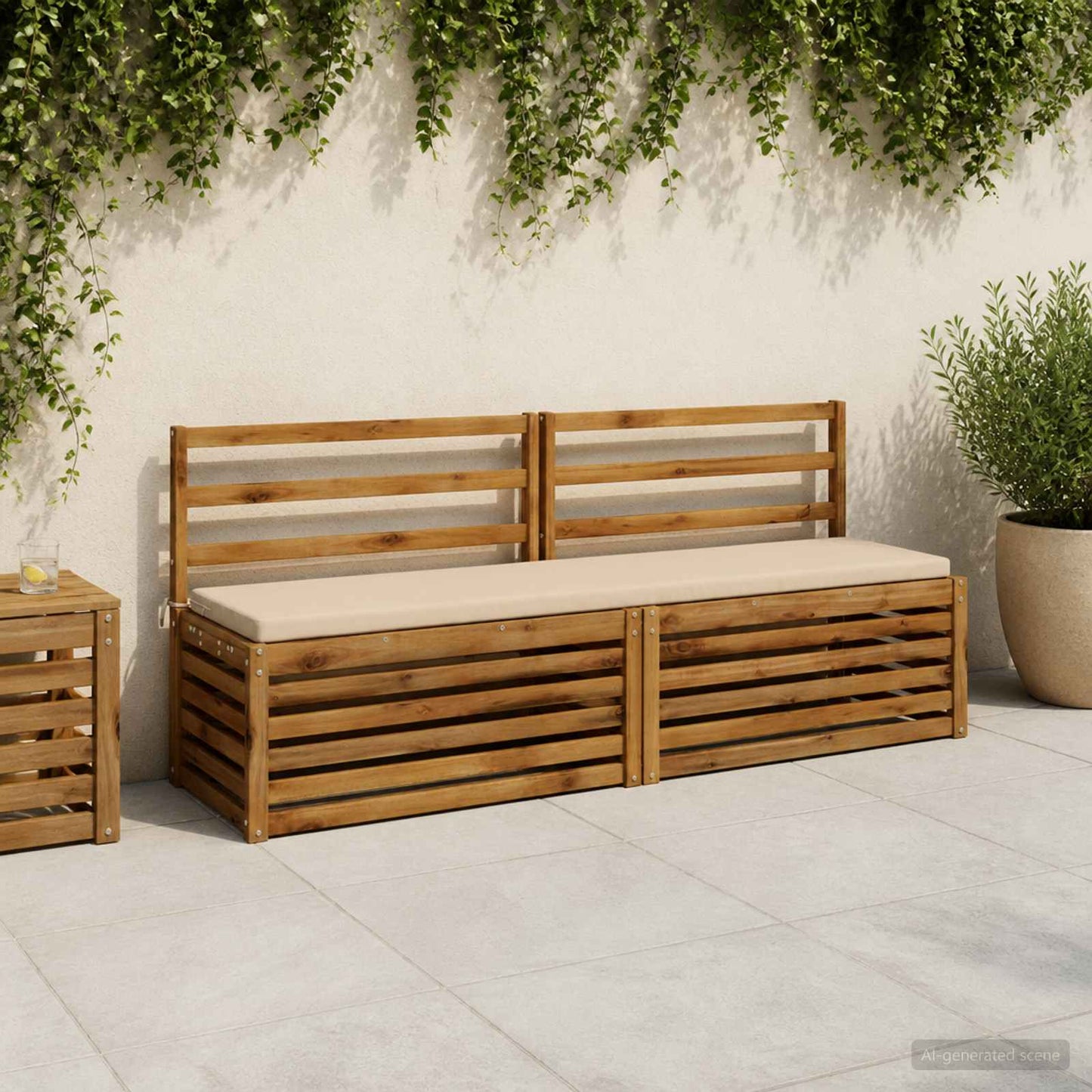 Bench Cushion SOEST 100% Polyester Cream 200 x 40 x 5 cm