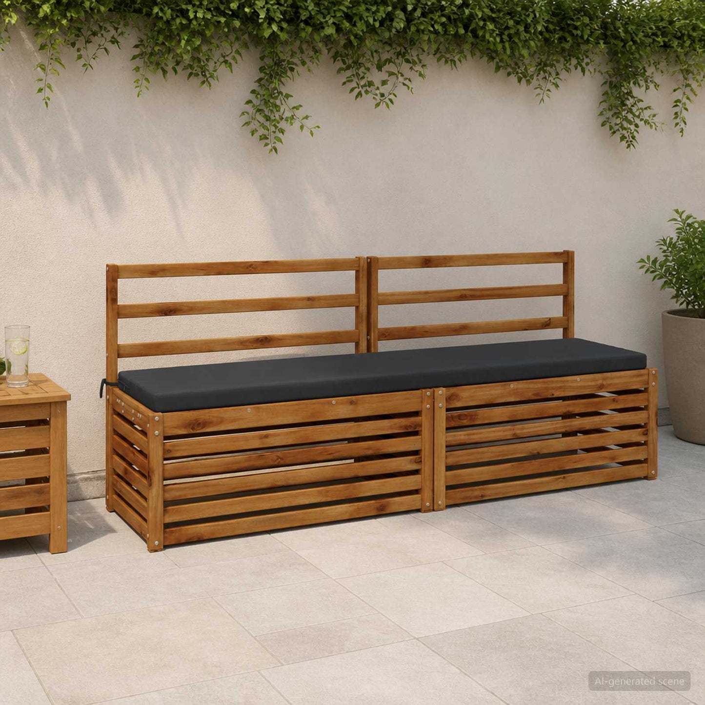Bench Cushion SOEST 100% Polyester Anthracite 180 x 40 x 5 cm
