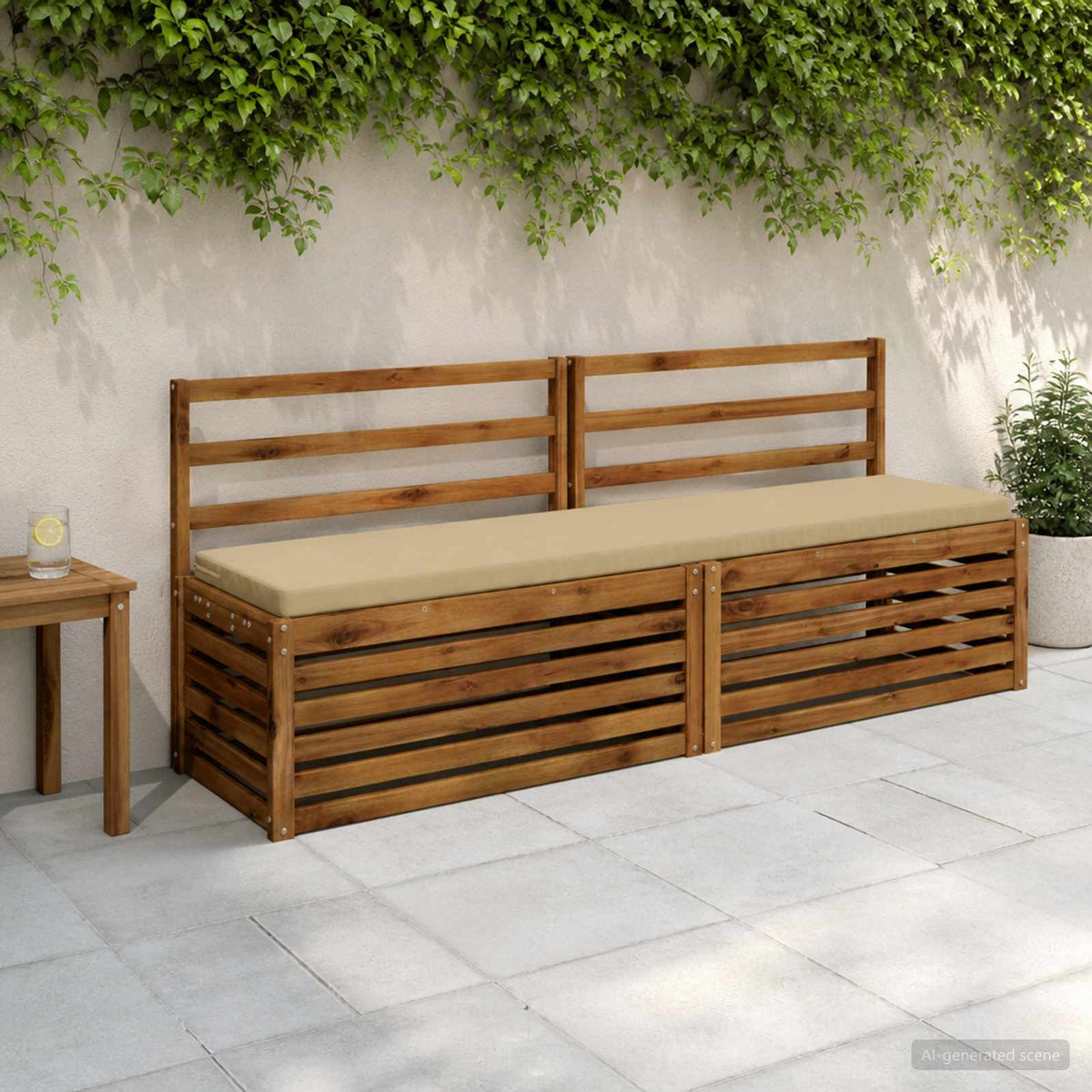 2-Piece Bench Cushions SOEST 2 pcs 100% Polyester Beige