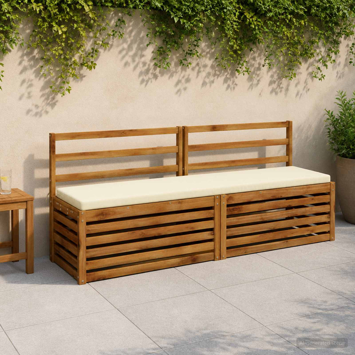 2-Piece Bench Cushions SOEST 2 pcs 100% Polyester Cream