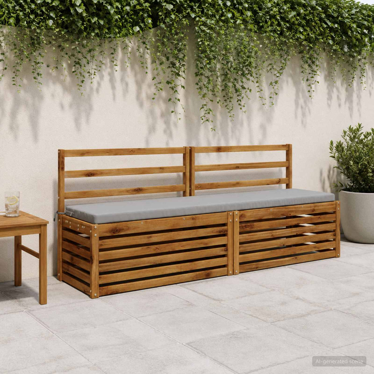 Bench Cushion SOEST 100% Polyester Grey 200 x 40 x 5 cm