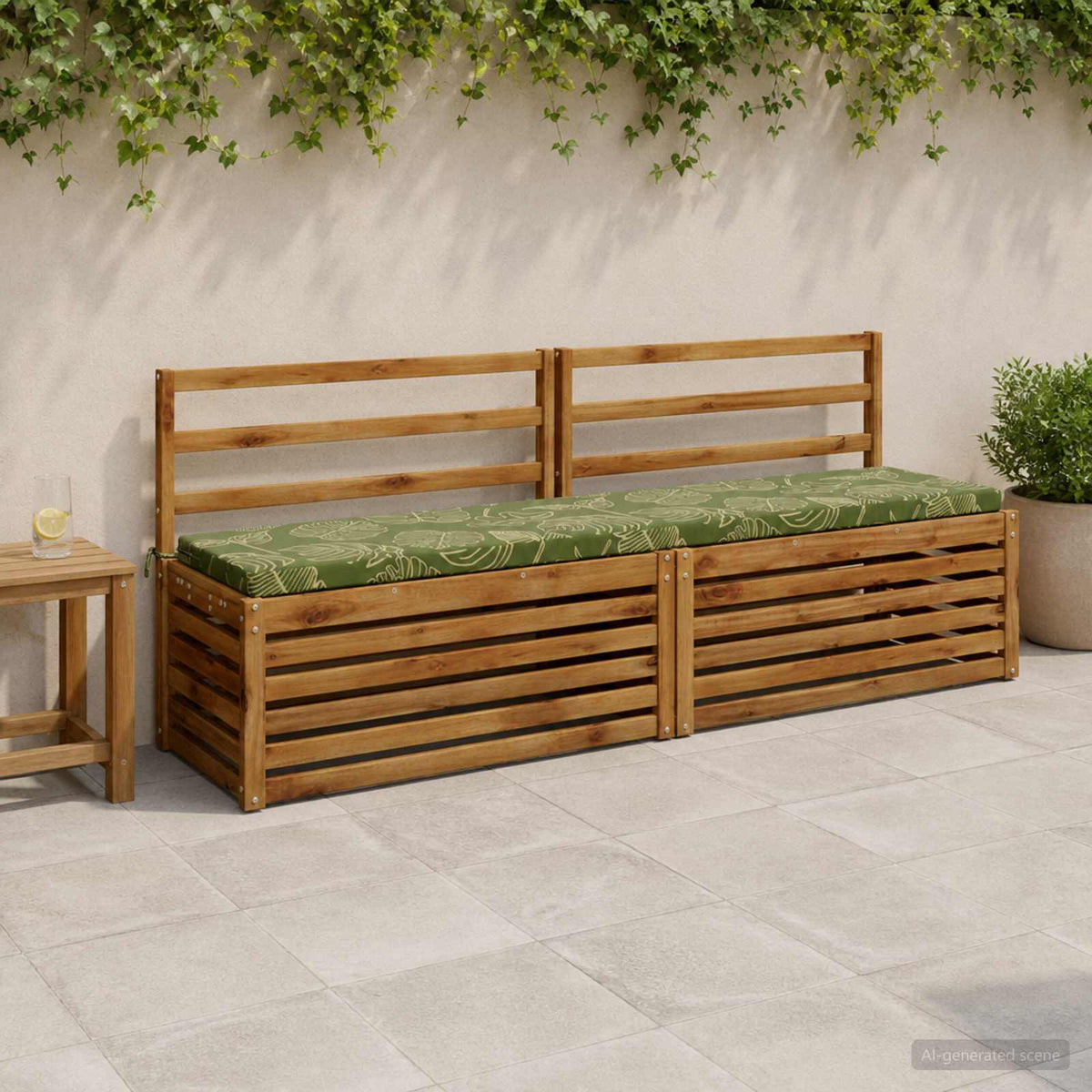 Bench Cushion SOEST 100% Polyester Leaf Design 200 x 40 x 5 cm