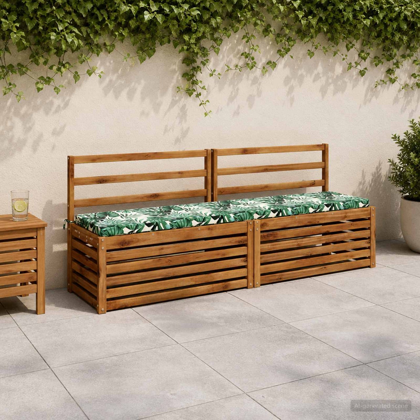 Bench Cushion SOEST 100% Polyester Leaf Pattern 170 x 40 x 5 cm