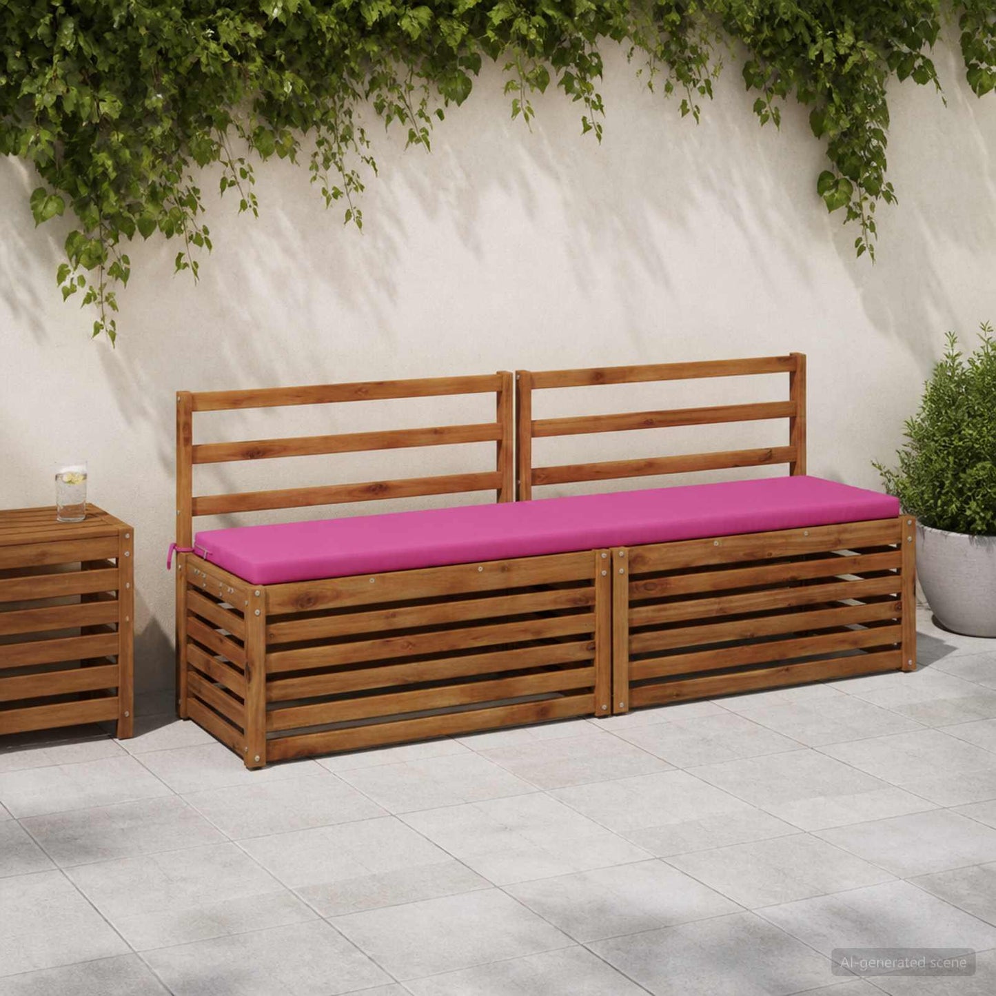 Bench Cushion SOEST 100% Polyester Pink 200 x 40 x 5 cm