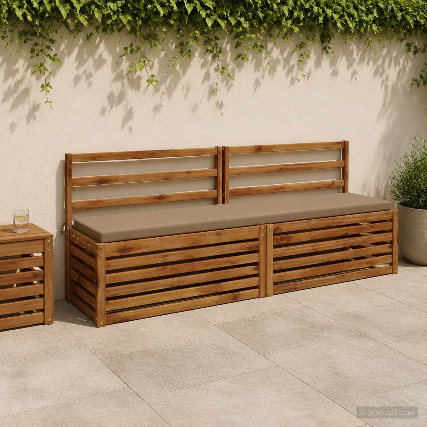 Bench Cushion SOEST 100% Polyester Taupe 200 x 40 x 5 cm