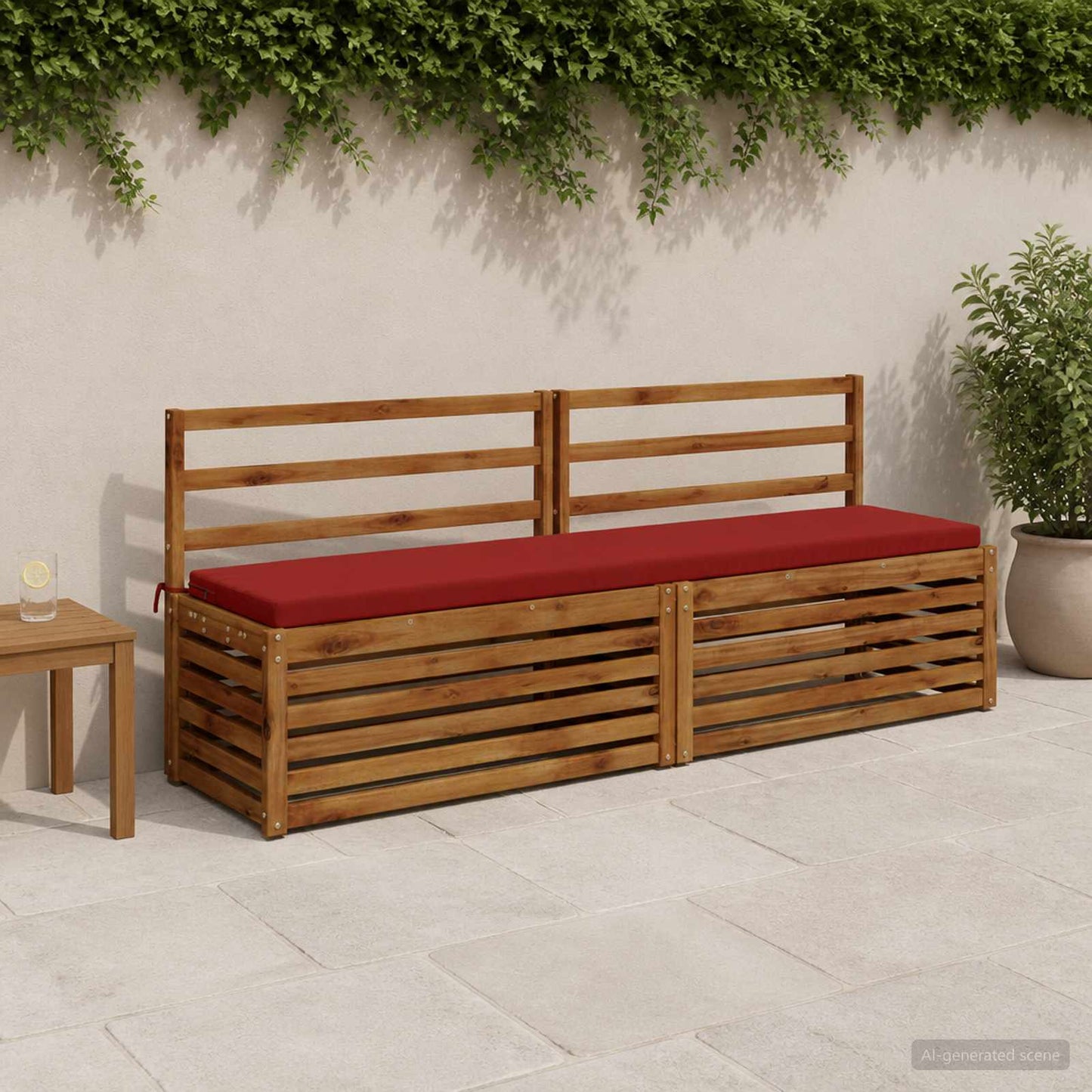Bench Cushion SOEST 100% Polyester Wine Red 180 x 40 x 5 cm
